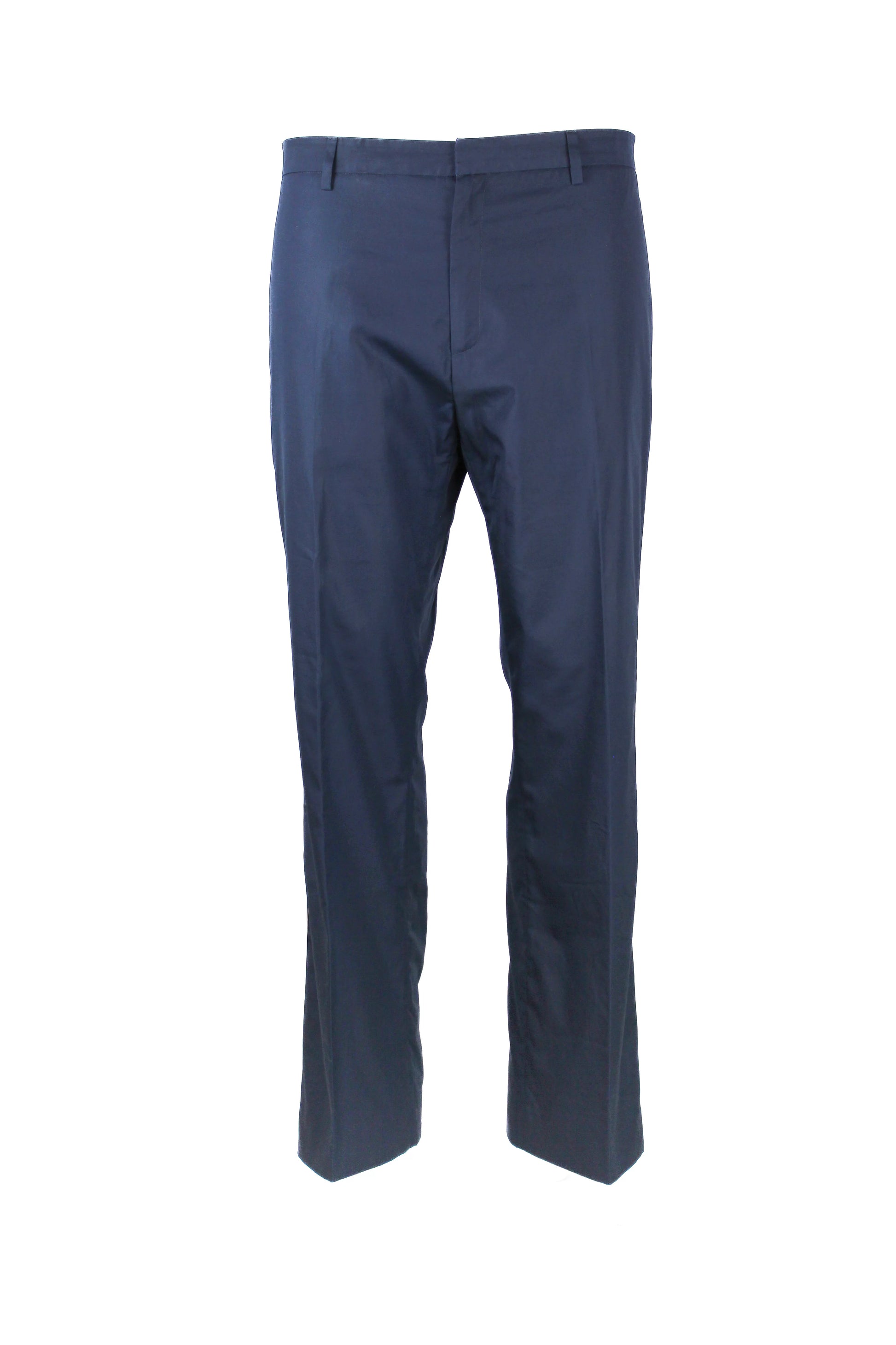 Navy Cotton Side-Stripe Tailored Trousers