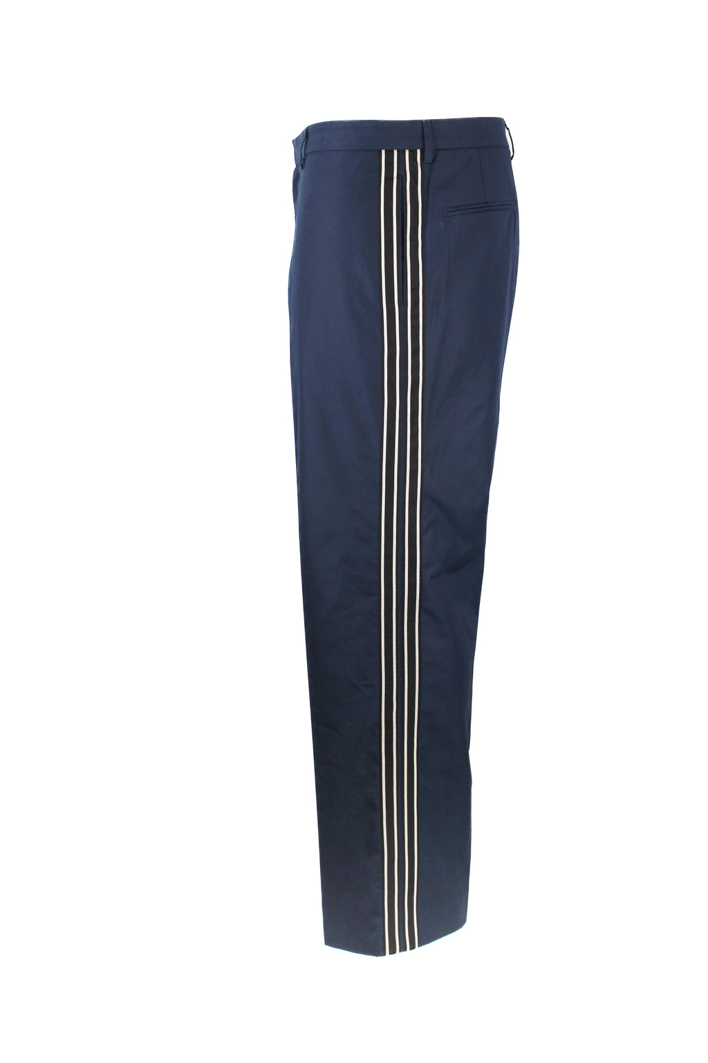 Navy Cotton Side-Stripe Tailored Trousers