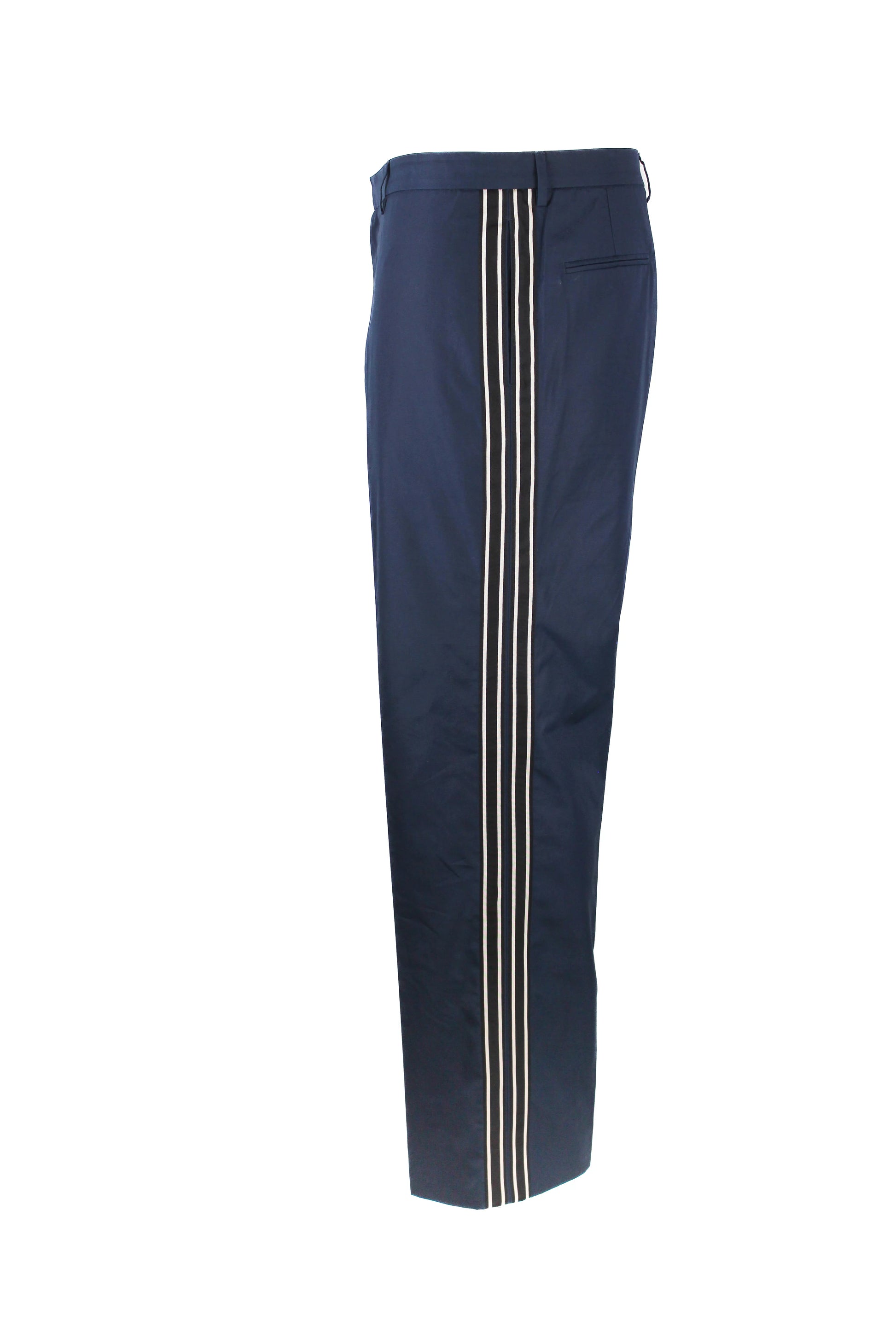 Navy Cotton Side-Stripe Tailored Trousers