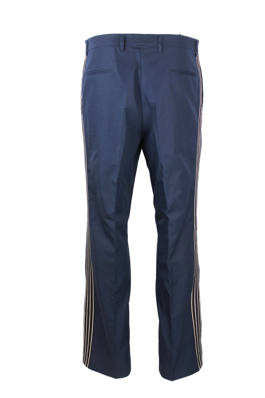 Navy Cotton Side-Stripe Tailored Trousers