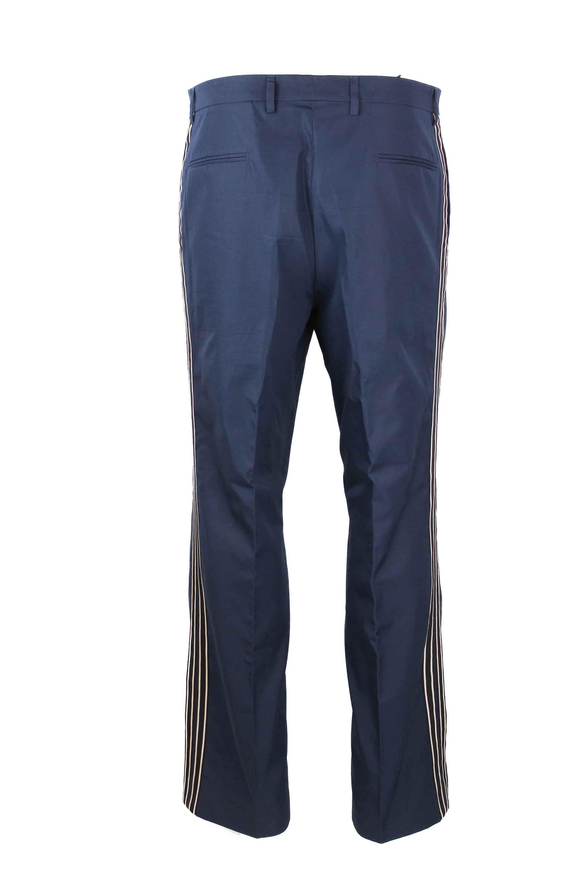 Navy Cotton Side-Stripe Tailored Trousers