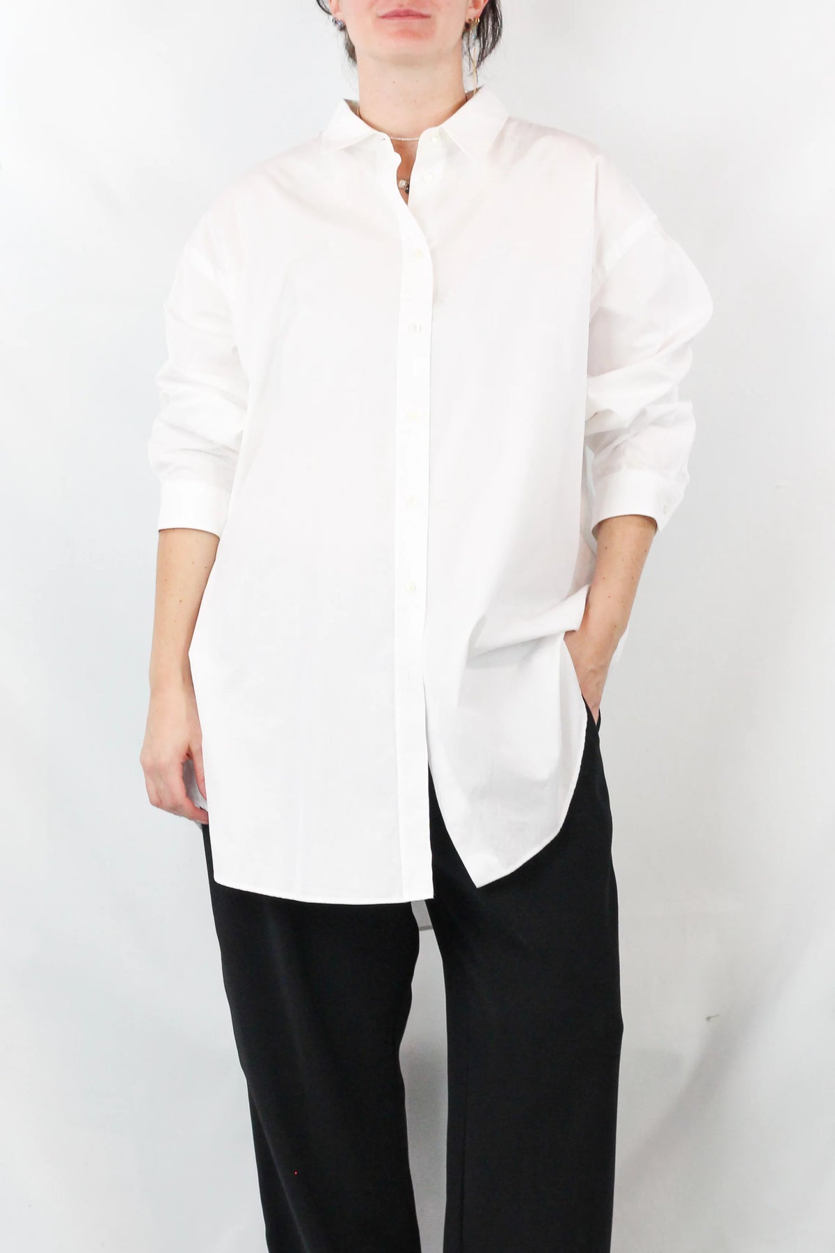 White Cotton Maxi Shirt