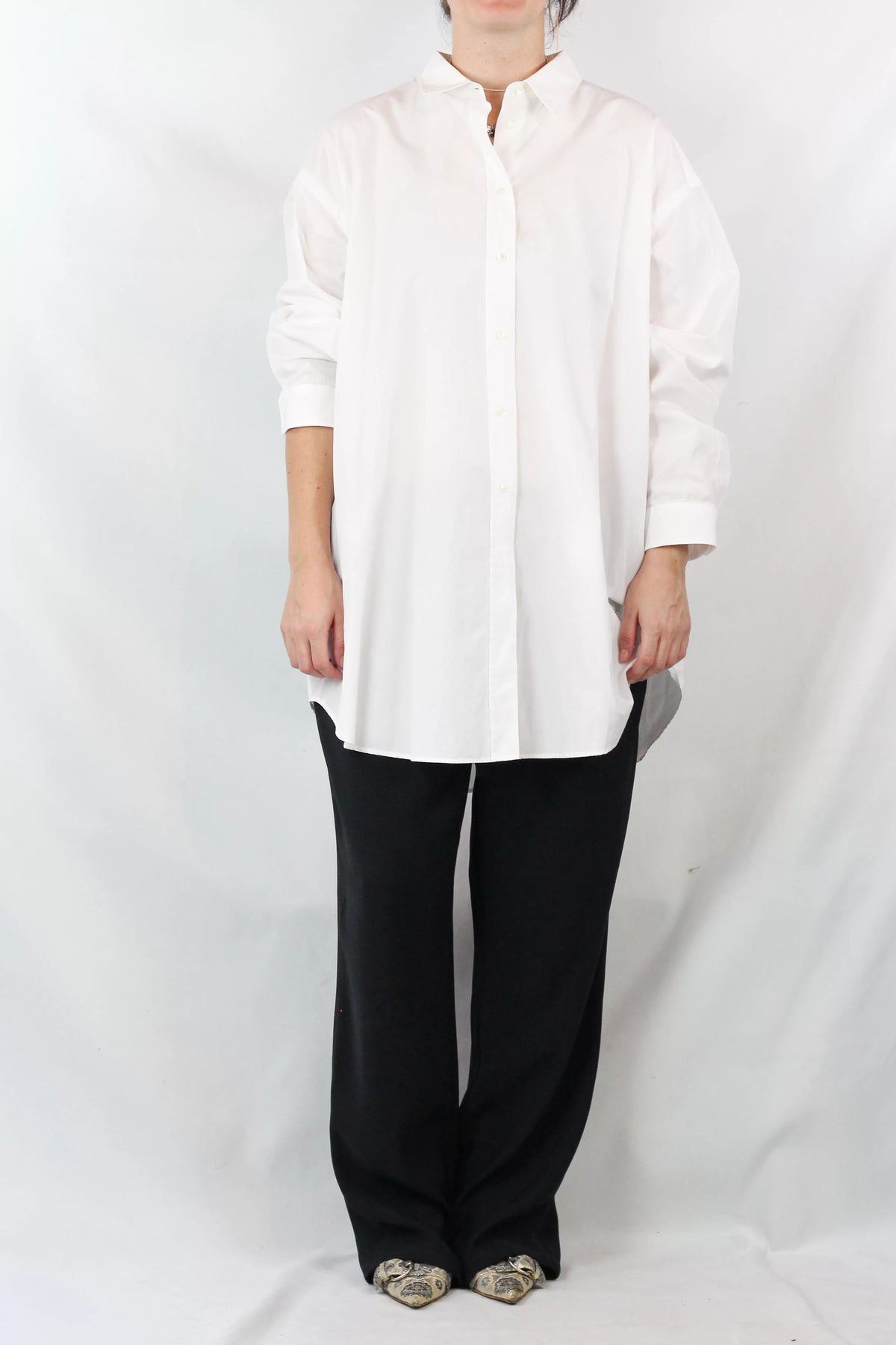 White Cotton Maxi Shirt