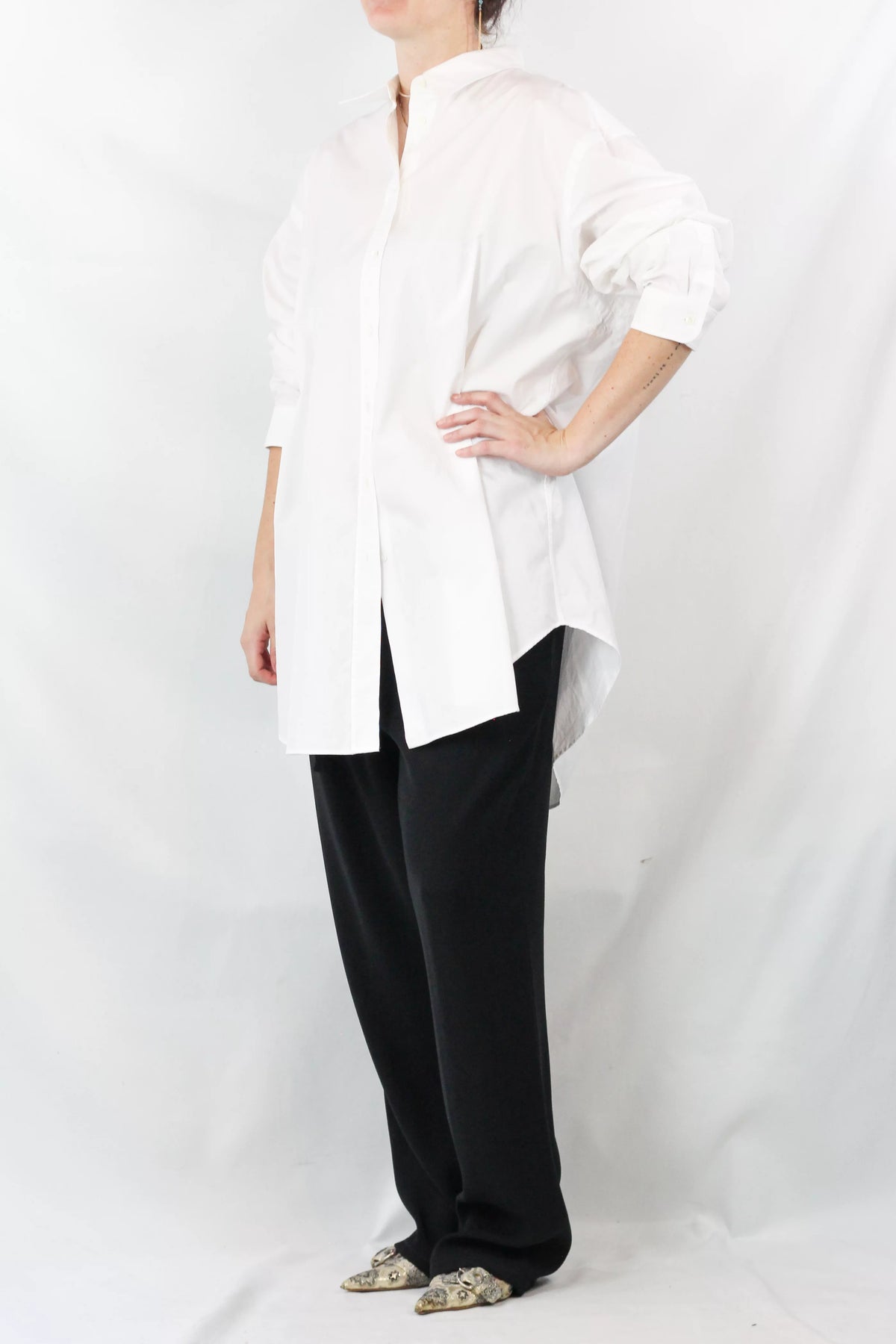 White Cotton Maxi Shirt
