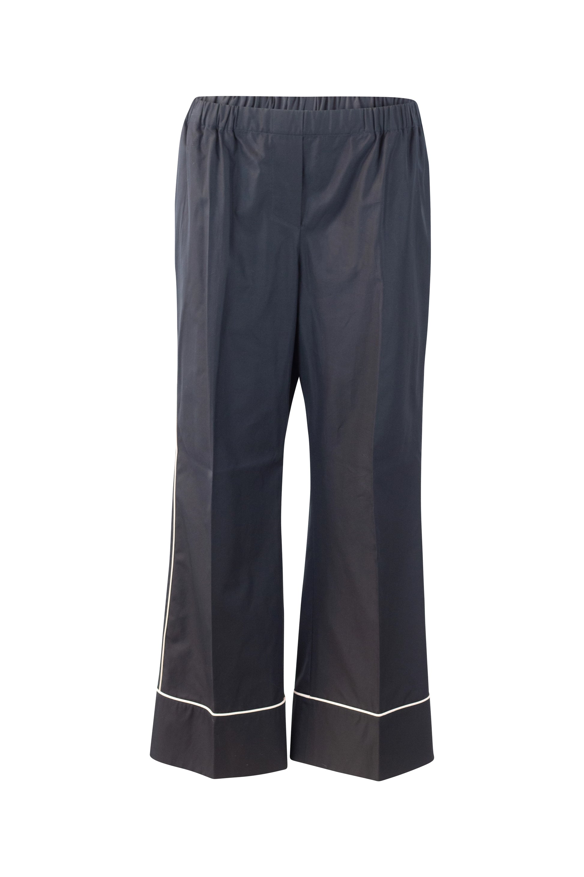 Poplin Palazzo Trousers with Contrast Piping