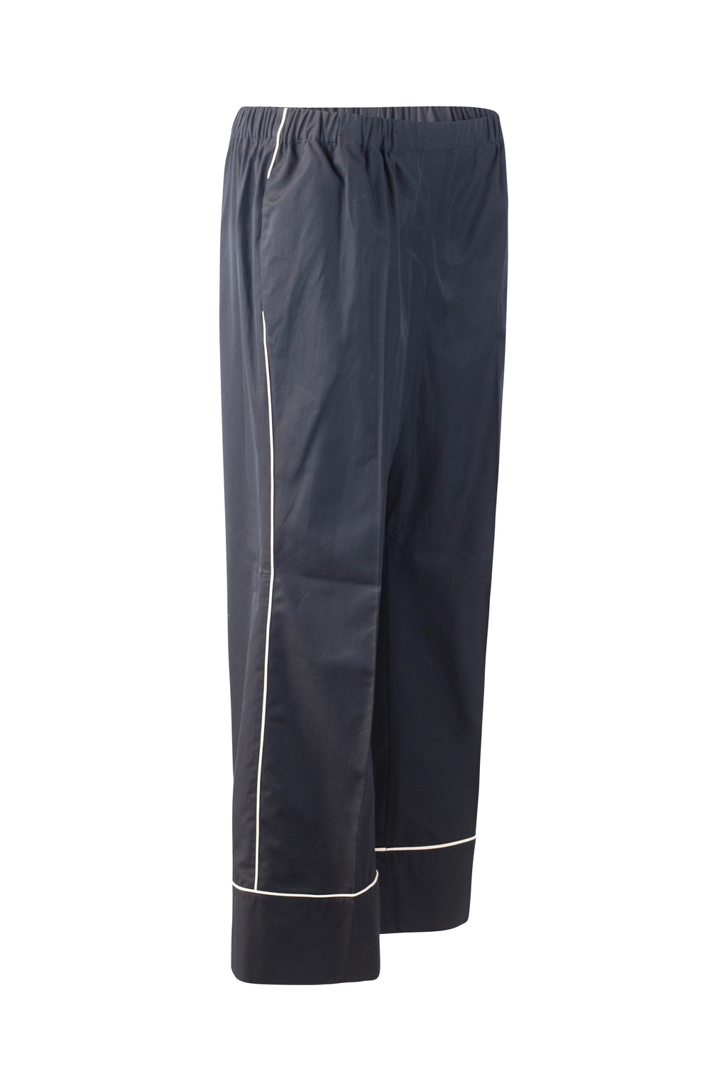 Poplin Palazzo Trousers with Contrast Piping
