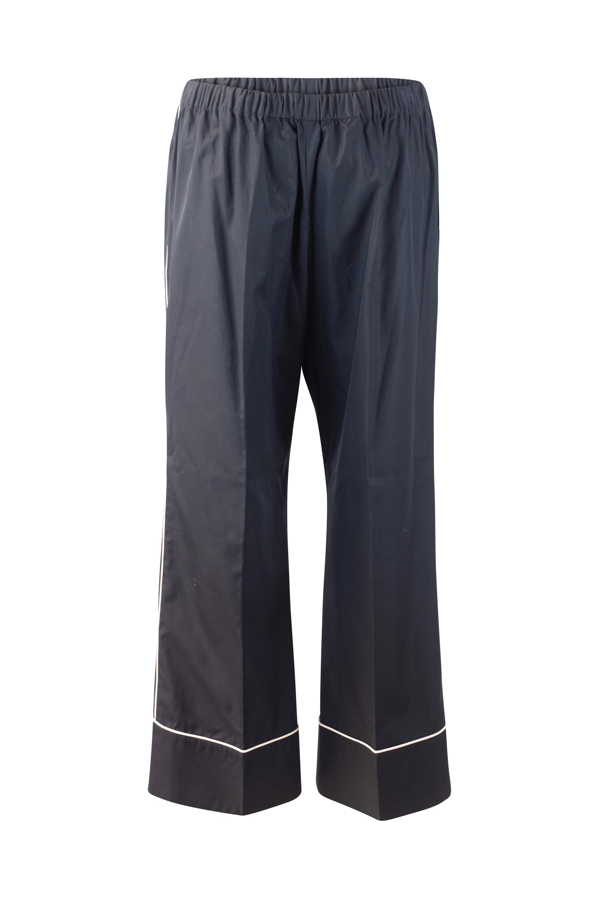 Poplin Palazzo Trousers with Contrast Piping