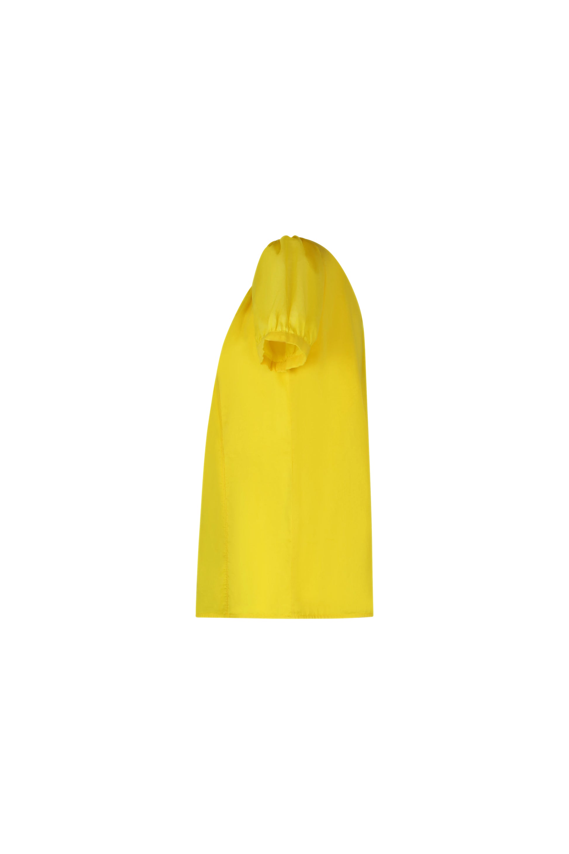 Yellow Cotton Short-Sleeve Shirt with Puff Sleeves