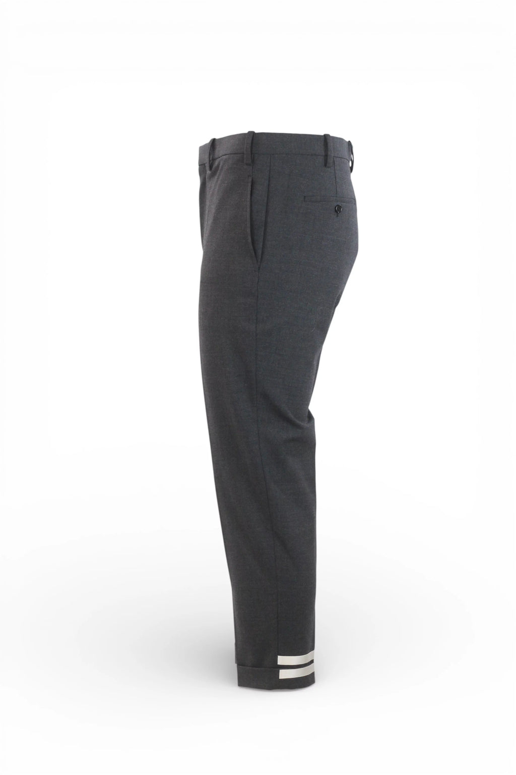 Tapered Grey Wool Trousers with Cuff Detail