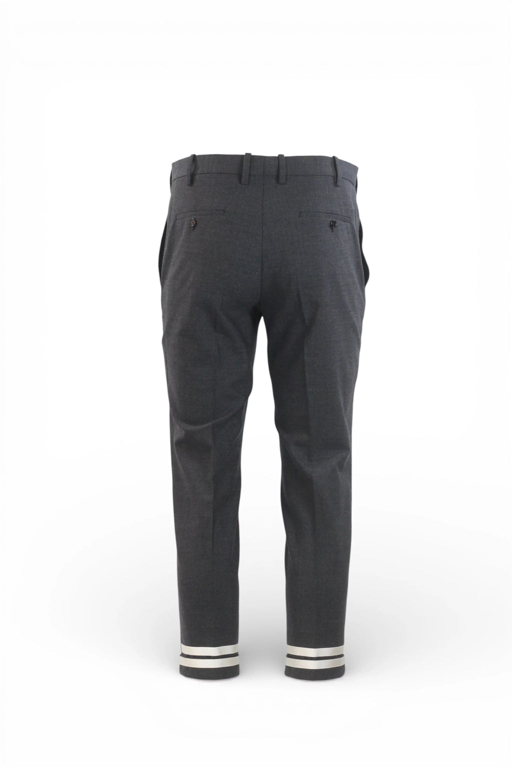 Tapered Grey Wool Trousers with Cuff Detail