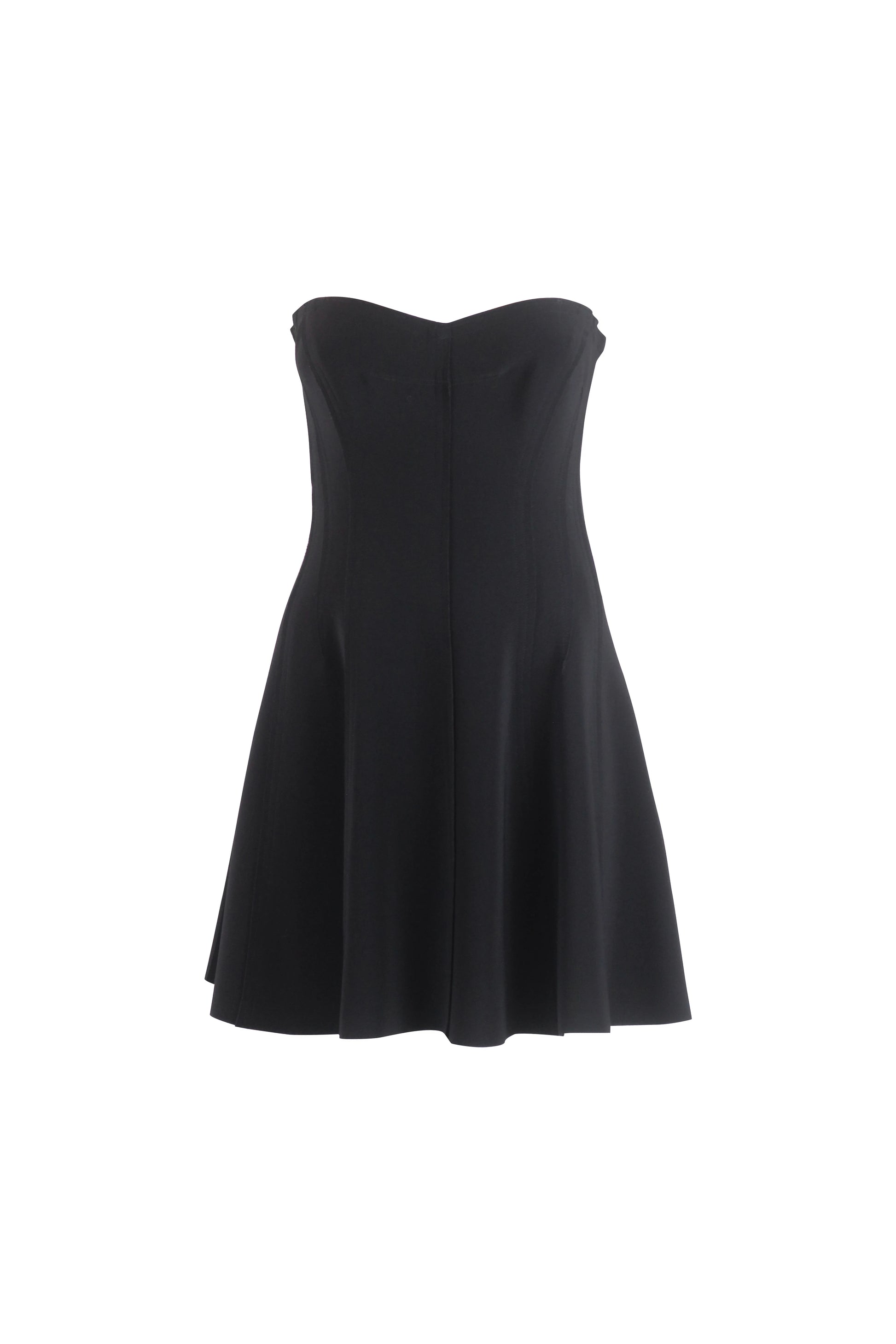 Black Lycra Strapless Sweetheart Mini Dress