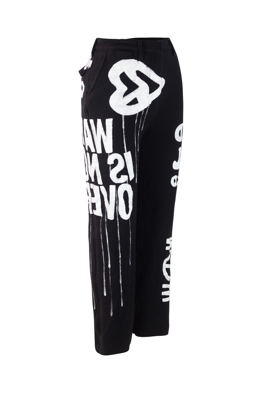 Jeans-Inspired Trousers with White Graffiti Print FW2015