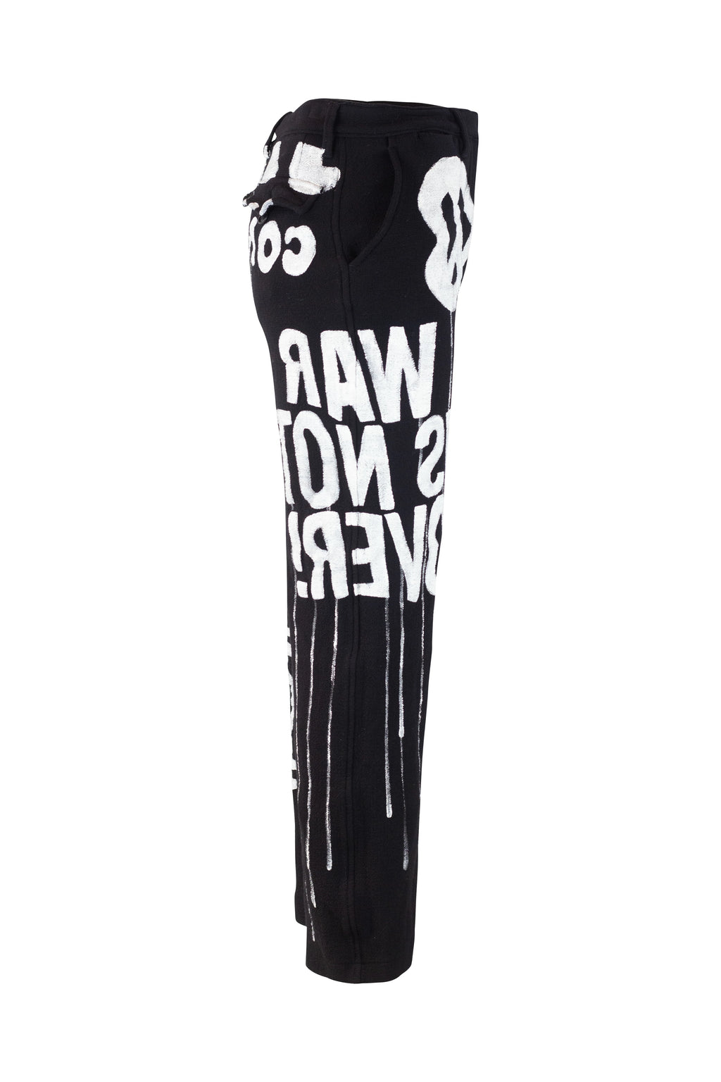 Jeans-Inspired Trousers with White Graffiti Print FW2015