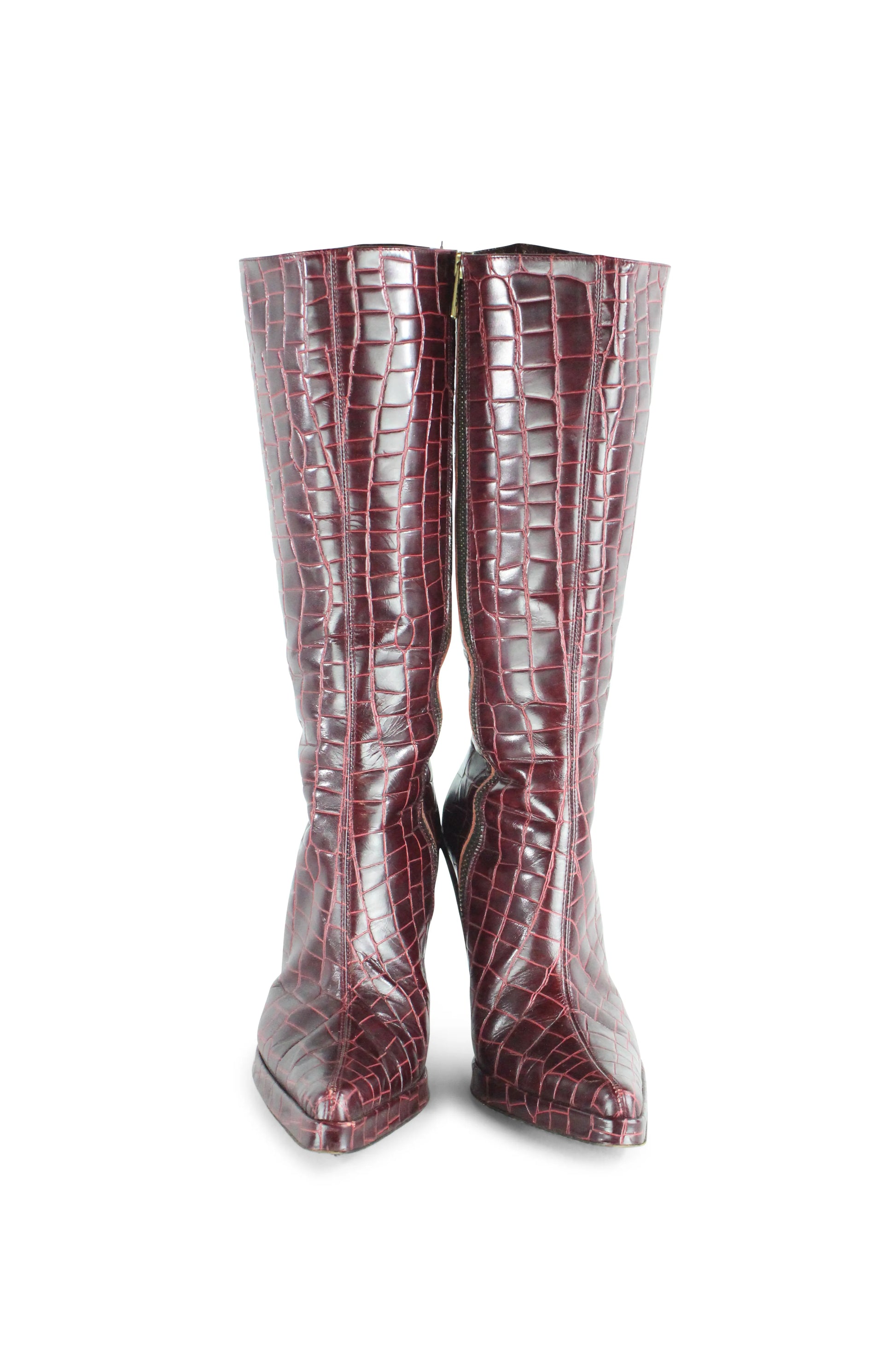 Crocodile printed boots