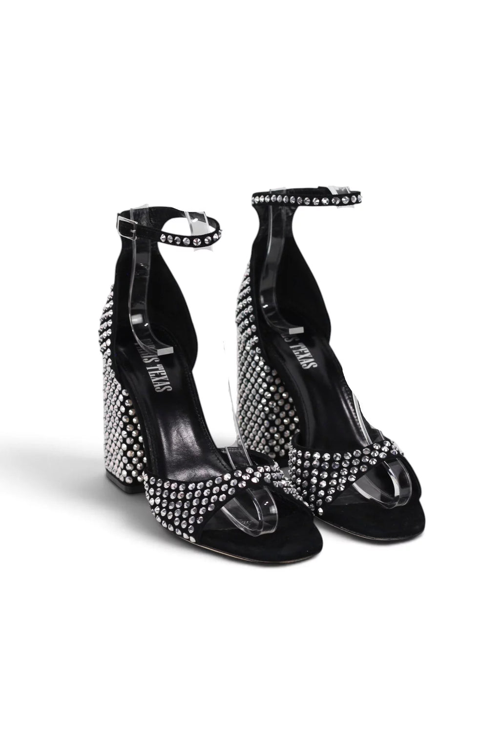 Crystal-Embellished Block Heel Sandal