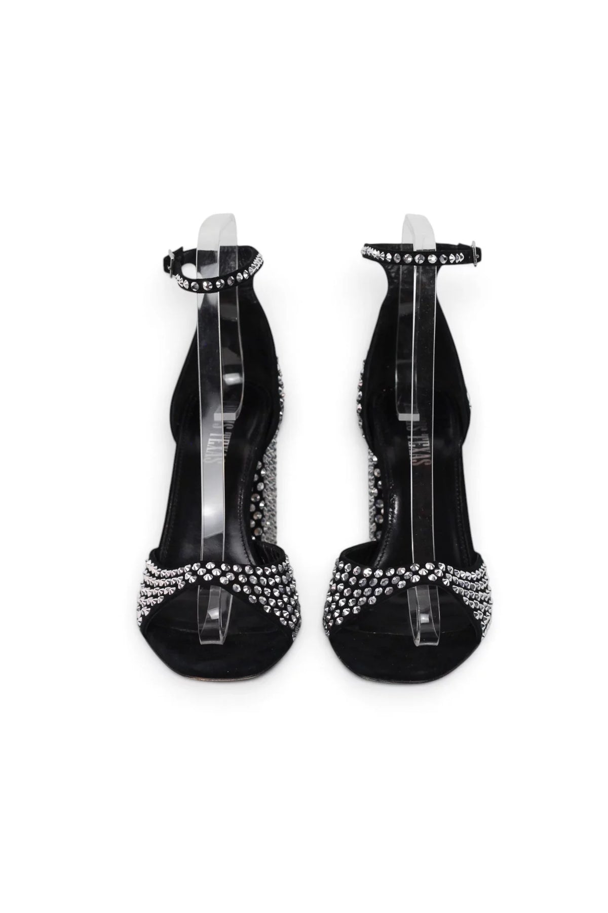 Crystal-Embellished Block Heel Sandal