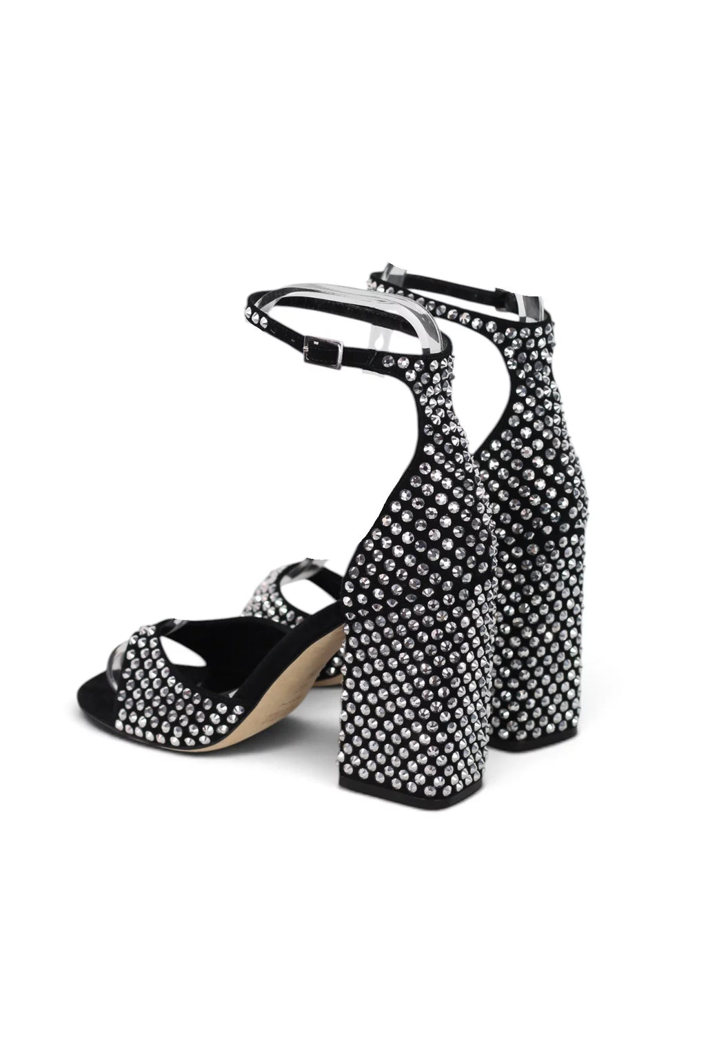 Crystal-Embellished Block Heel Sandal