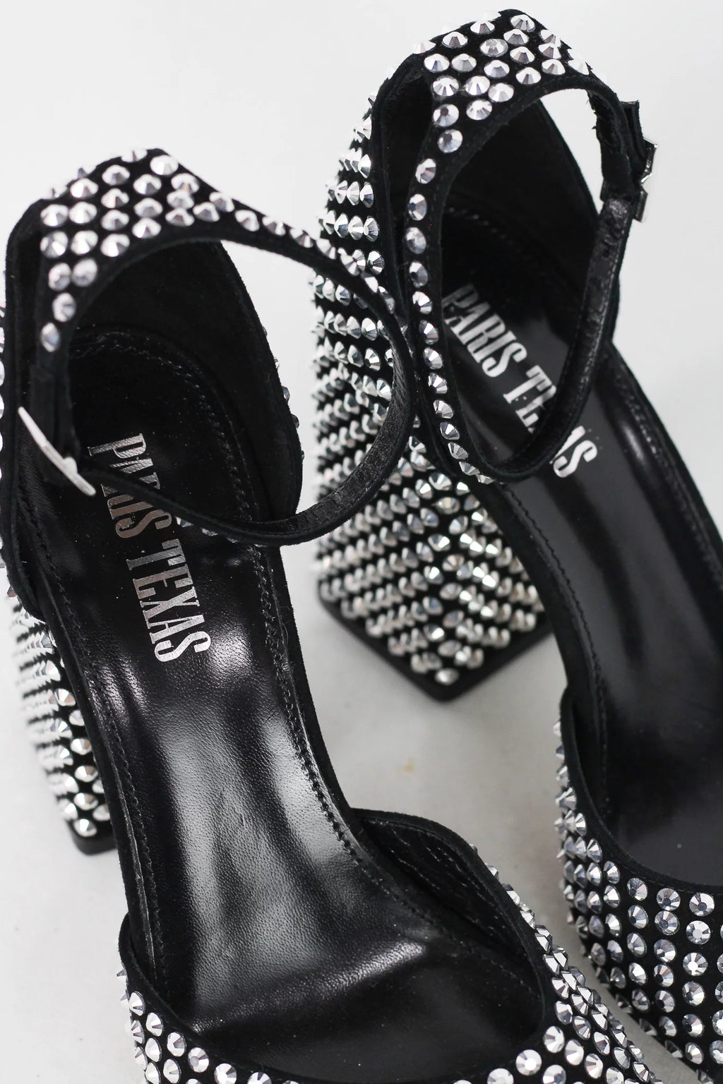 Crystal-Embellished Block Heel Sandal