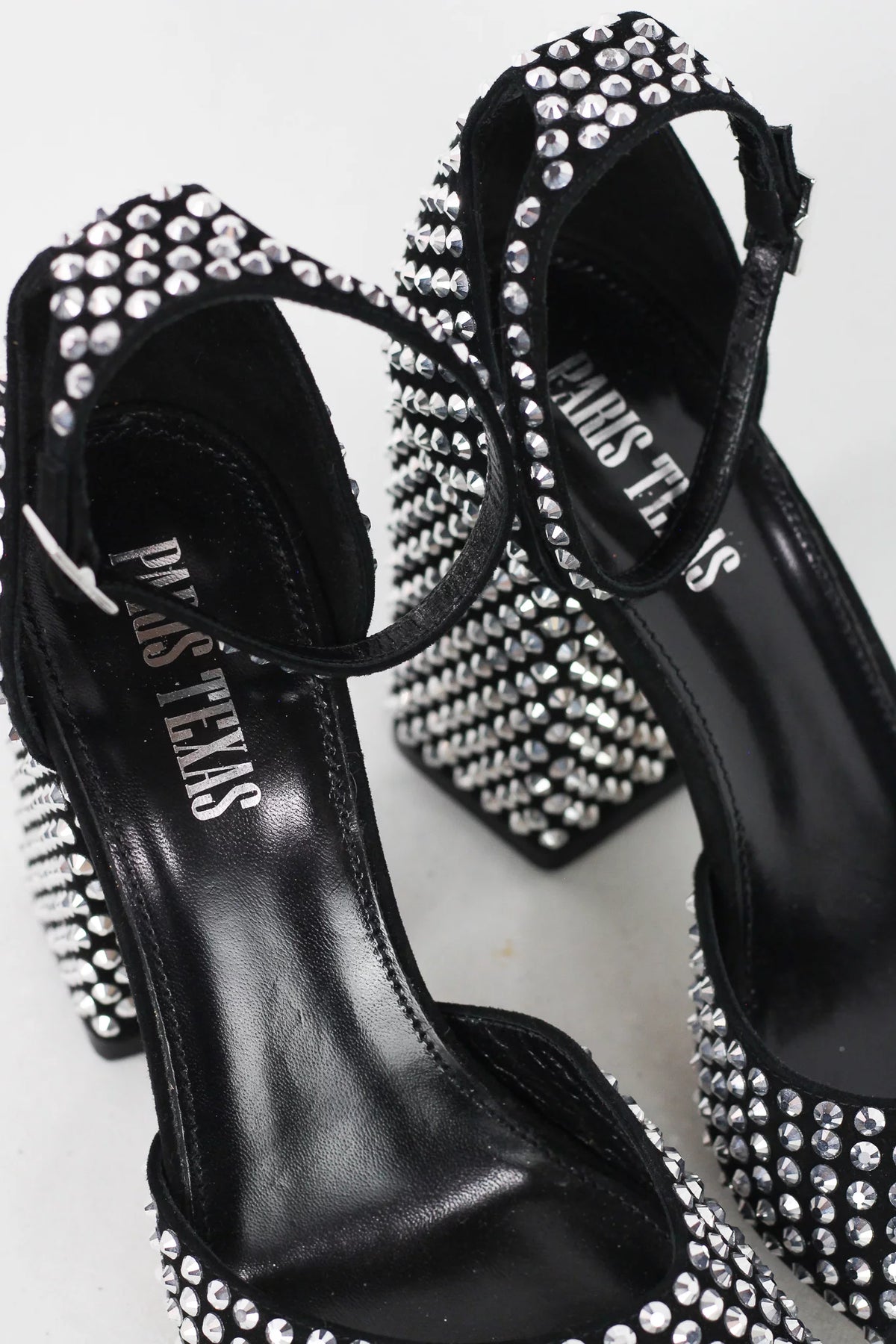 Crystal-Embellished Block Heel Sandal
