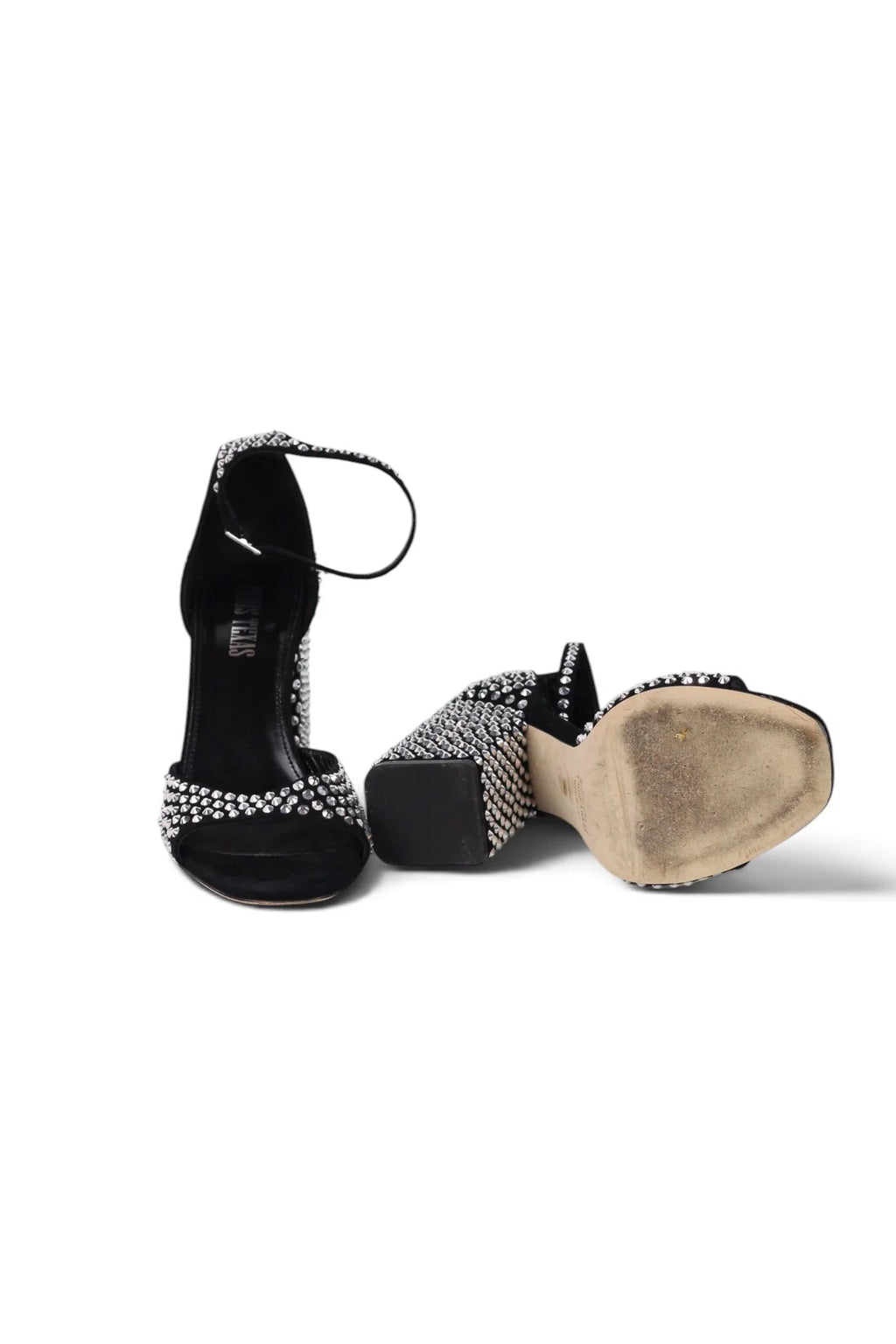 Crystal-Embellished Block Heel Sandal