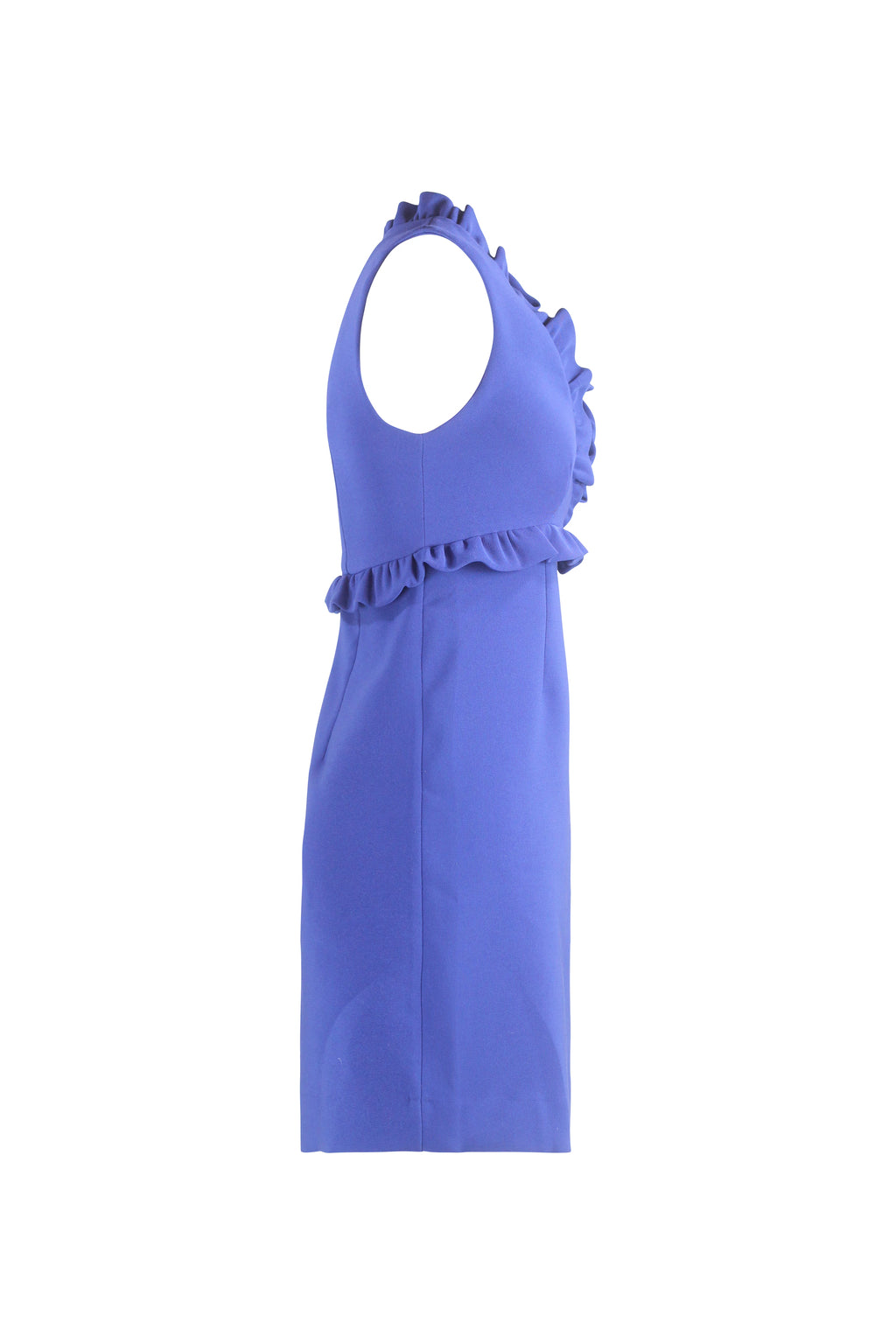 Electric Blue Sleeveless Dress with Ruched V-Neck