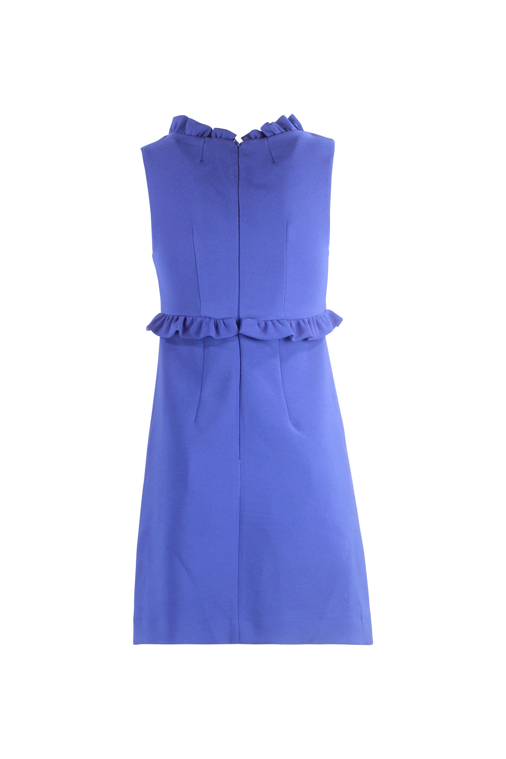 Electric Blue Sleeveless Dress with Ruched V-Neck
