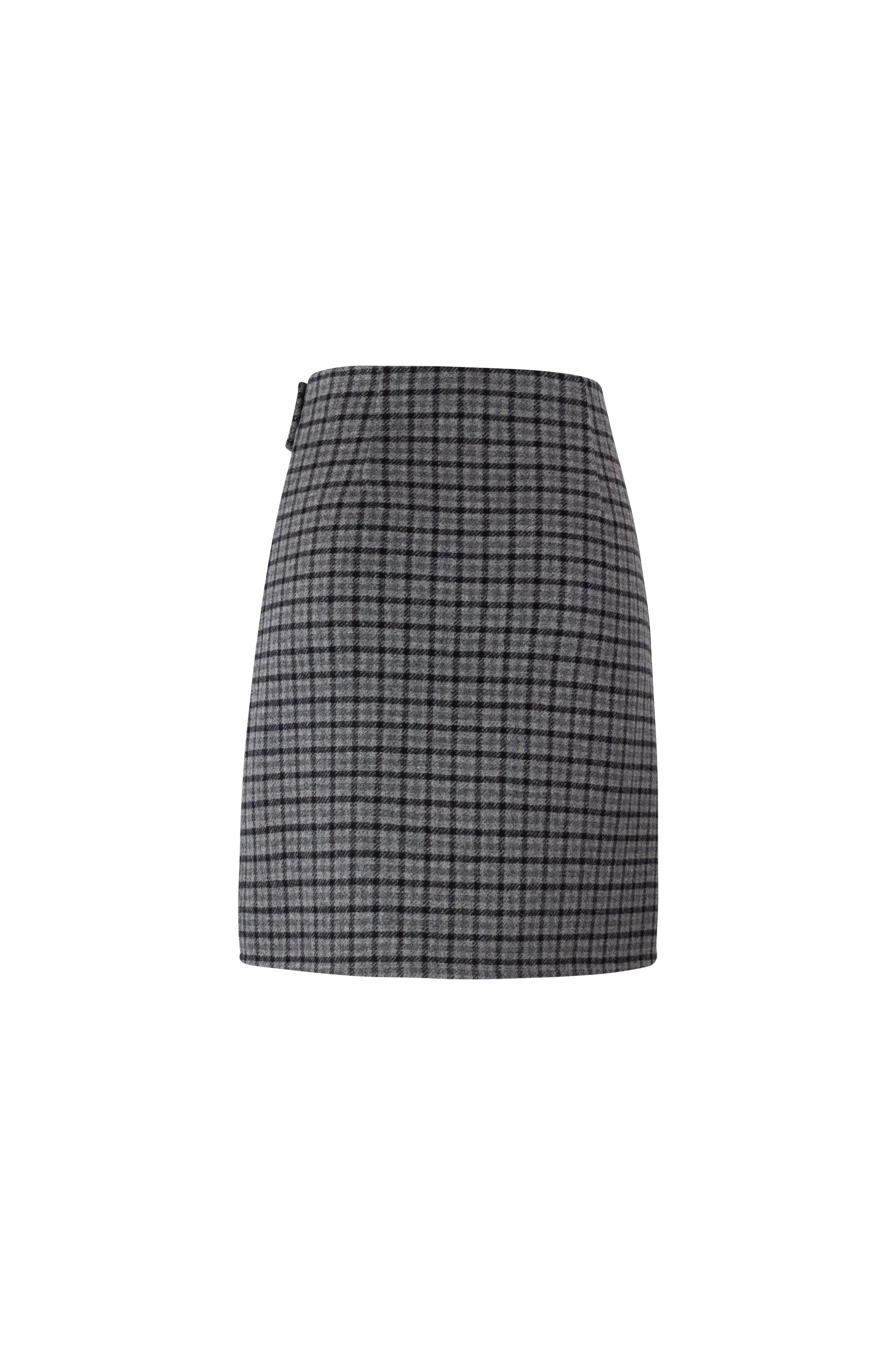 Check High-Waisted Wrap Mini Skirt