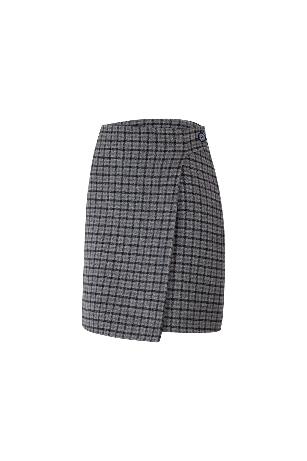 Check High-Waisted Wrap Mini Skirt