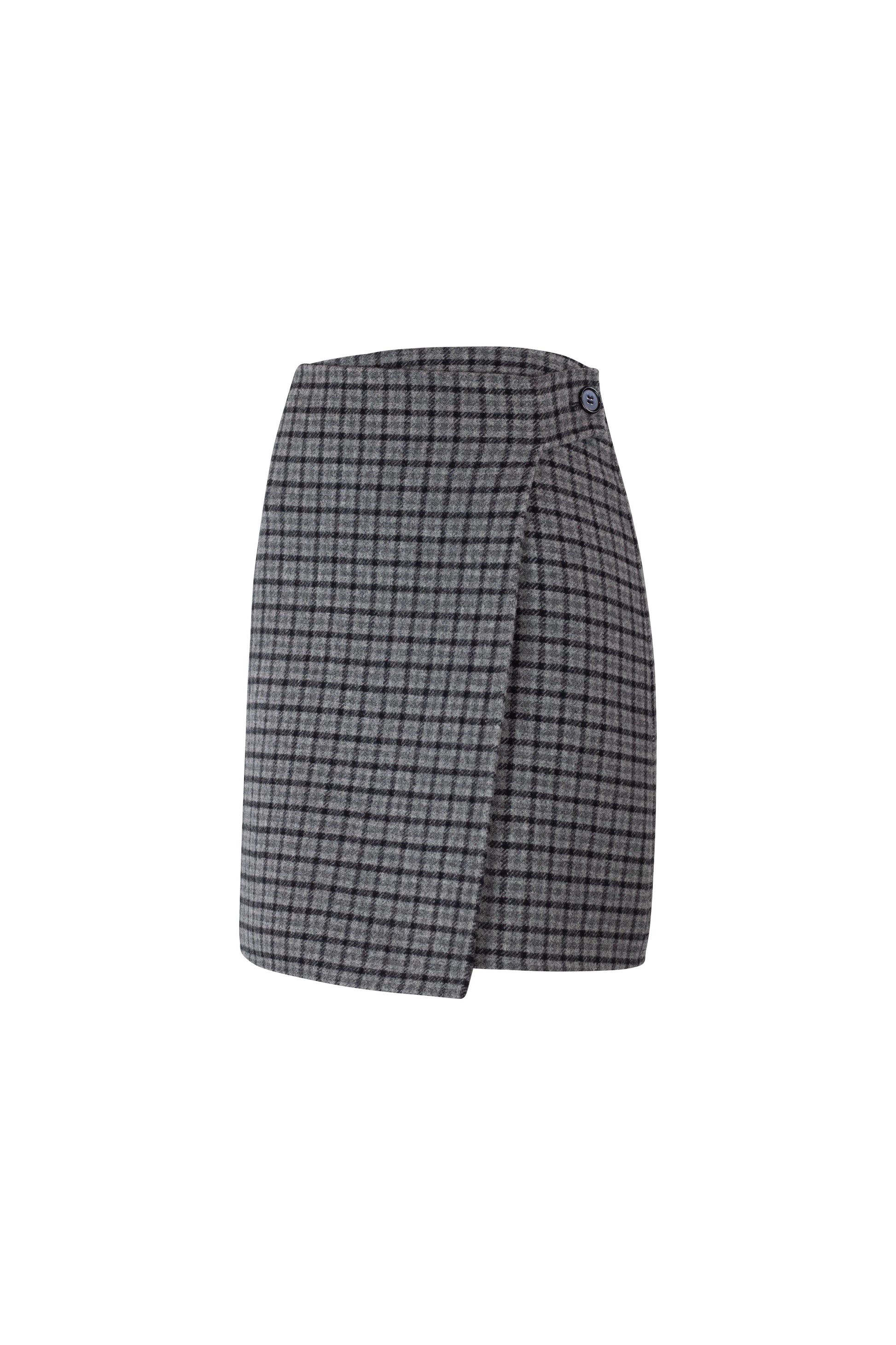 Check High-Waisted Wrap Mini Skirt