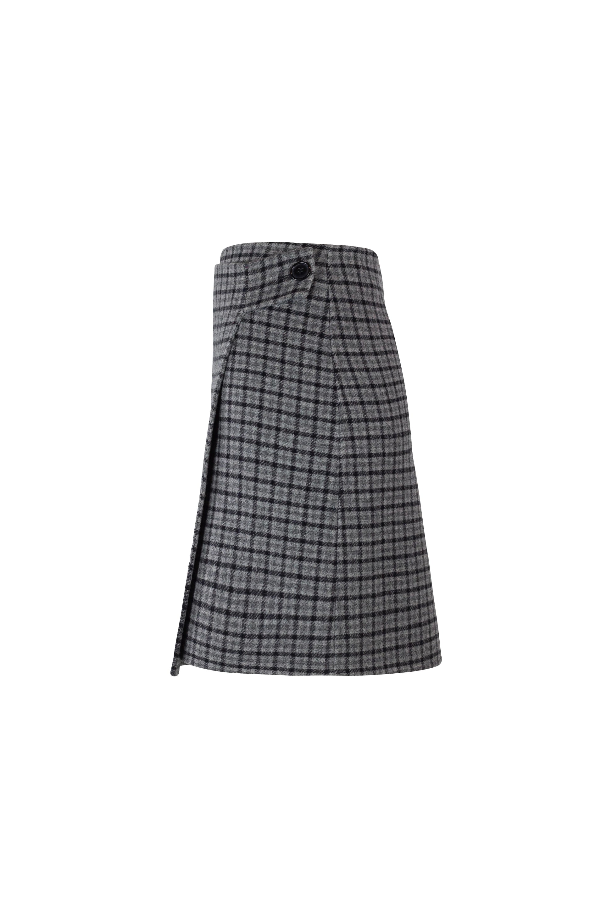 Check High-Waisted Wrap Mini Skirt