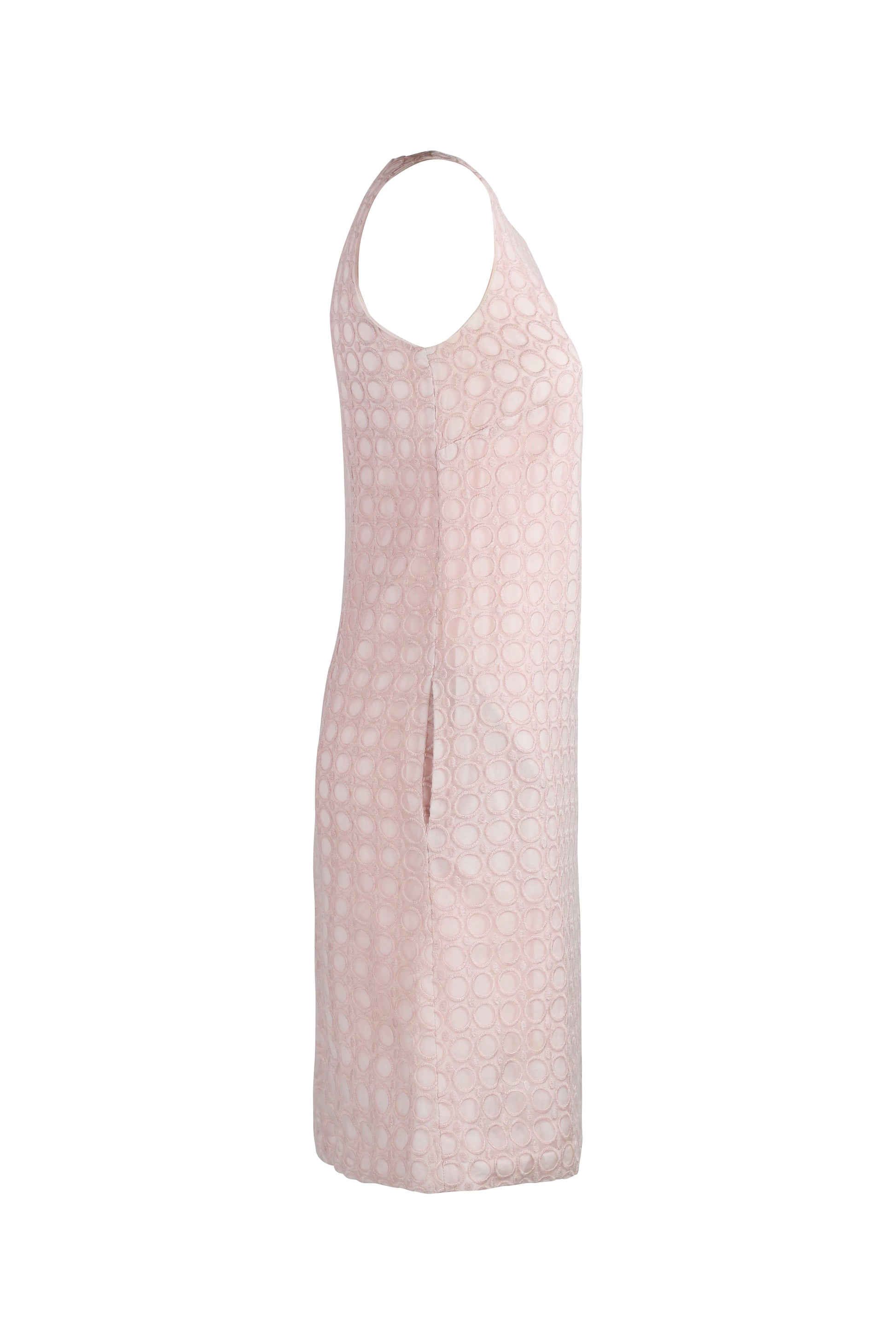 Trapeze Dress with Embroidered Circle Motif