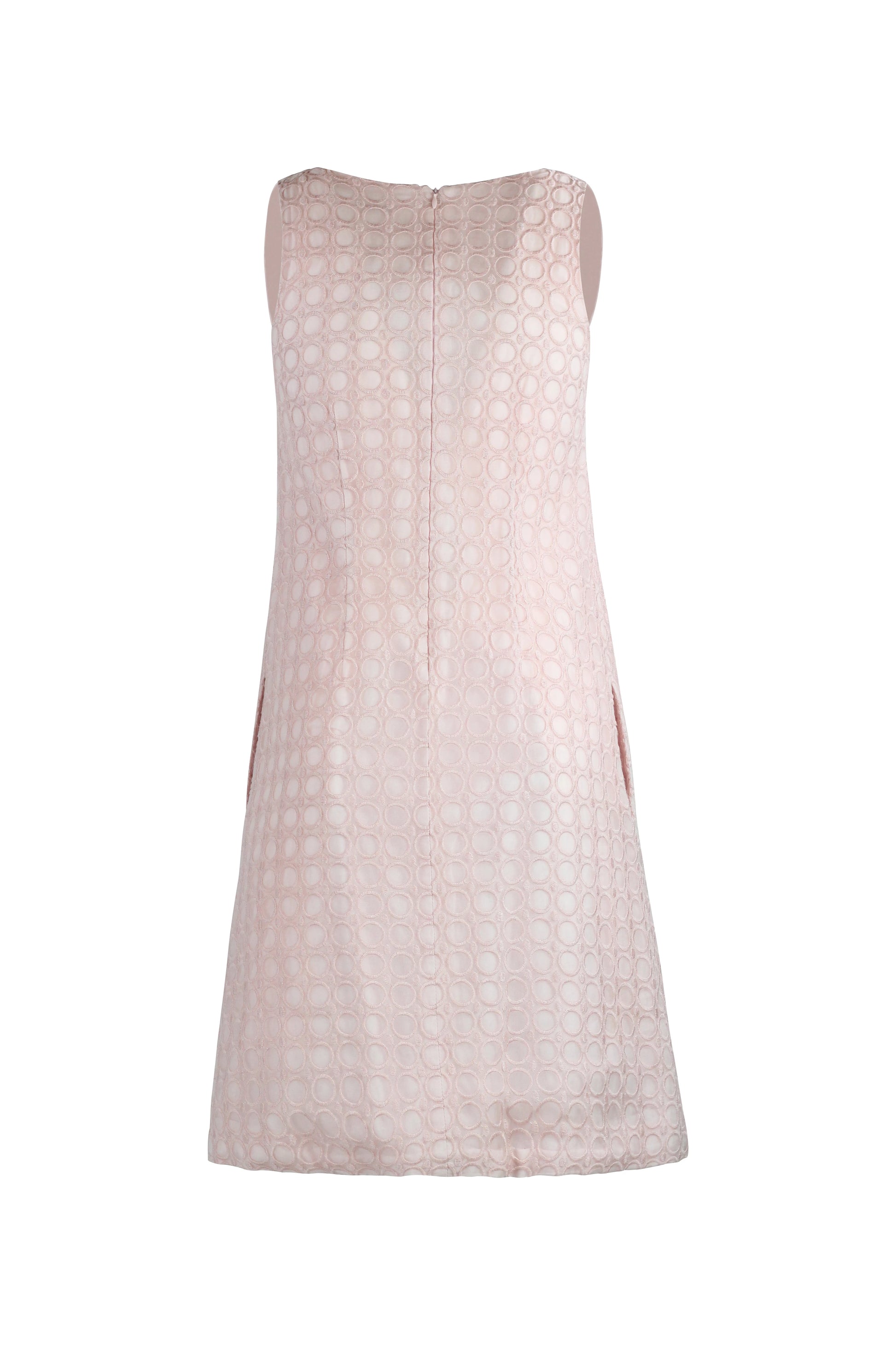 Trapeze Dress with Embroidered Circle Motif
