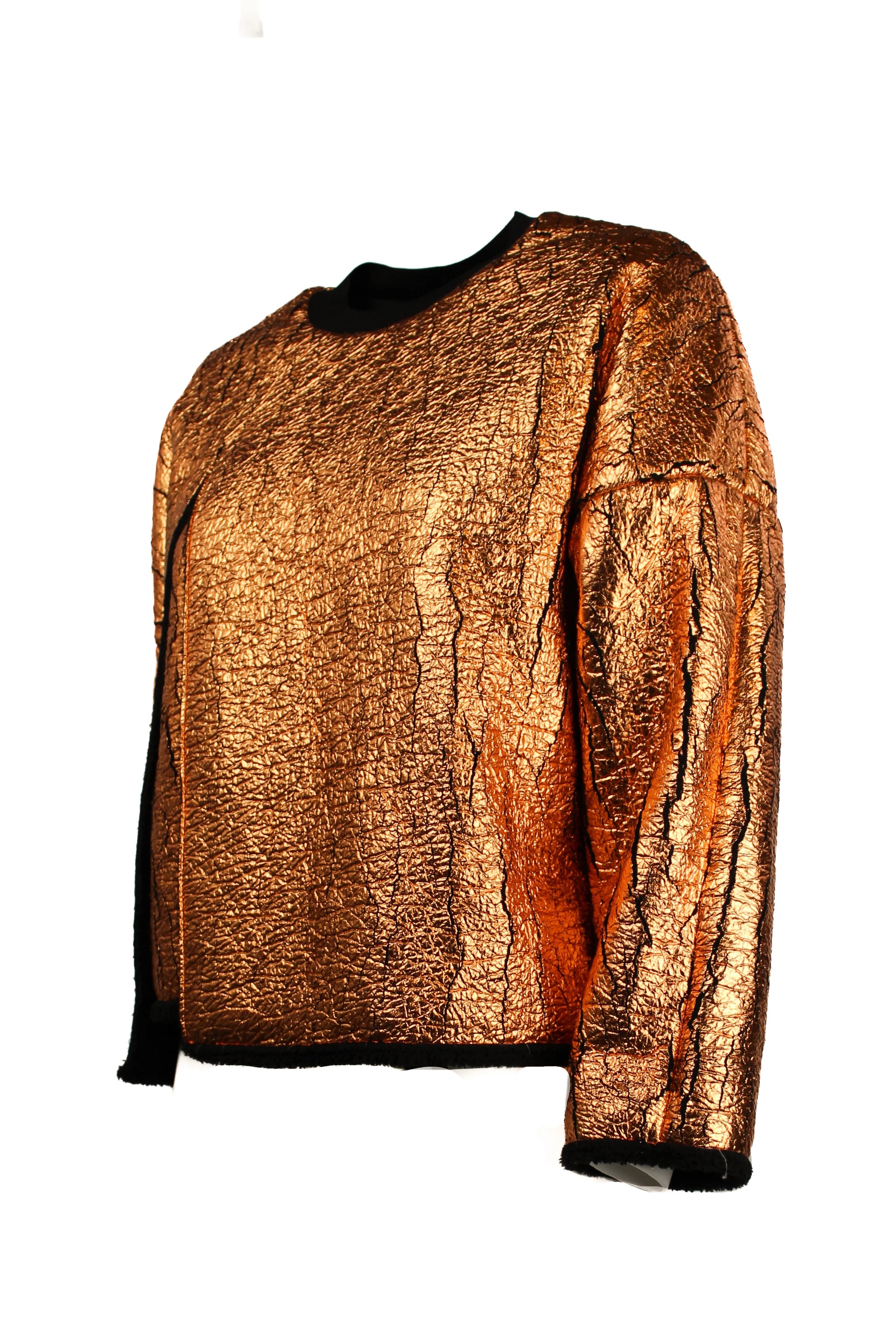 Metallic Sweatshirt with Front Slit and Contrast Hems PreFall2013