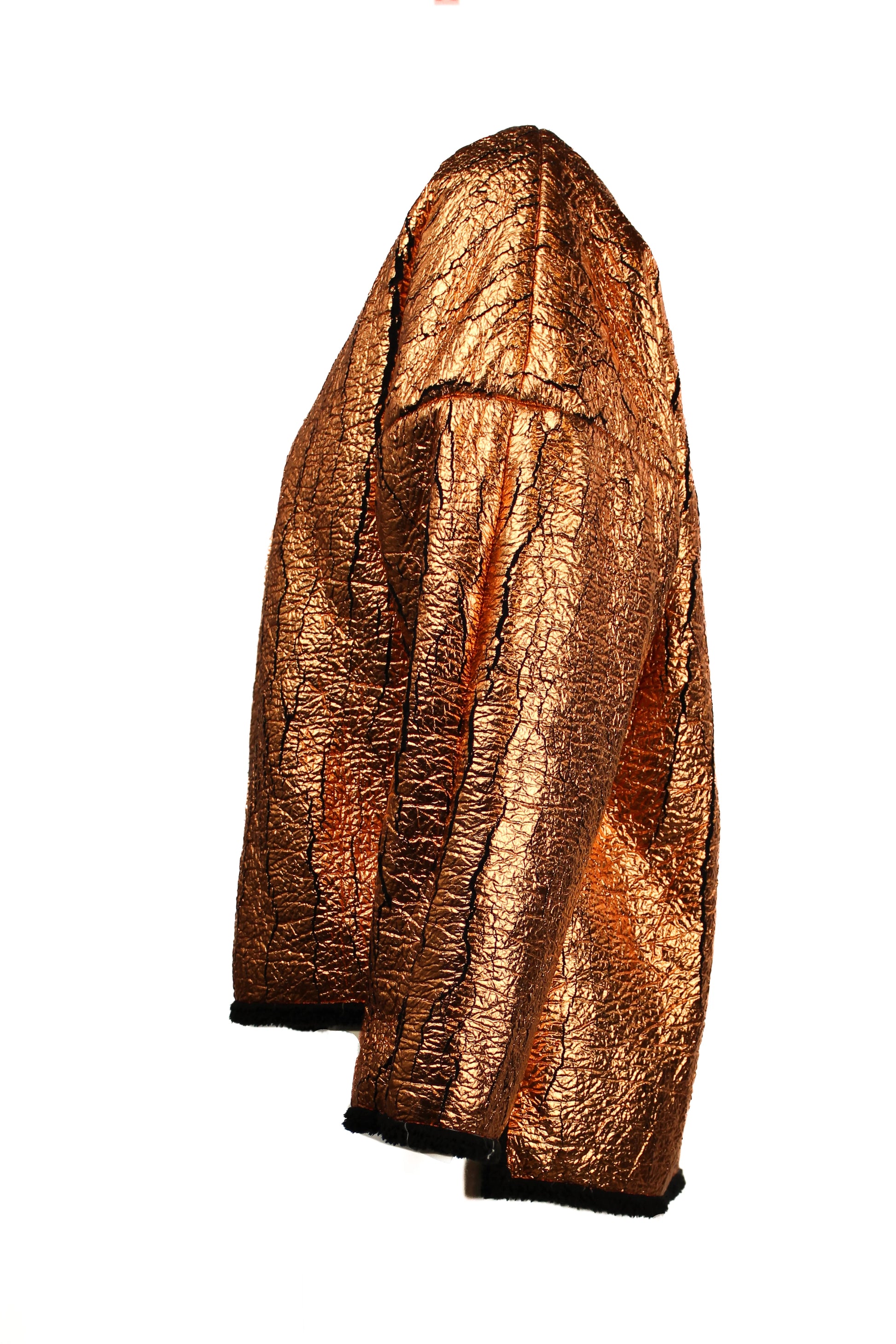 Metallic Sweatshirt with Front Slit and Contrast Hems PreFall2013