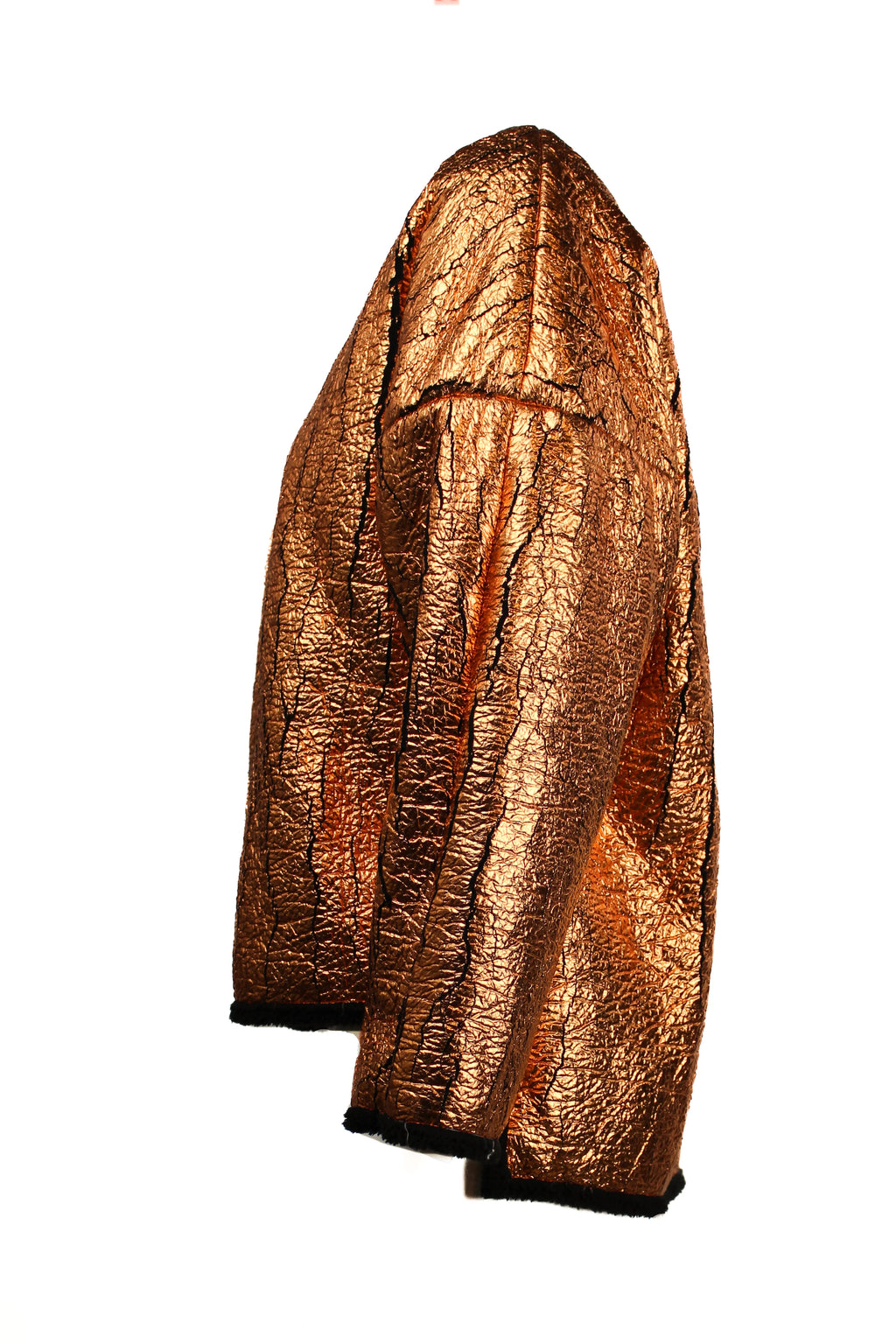 Metallic Sweatshirt with Front Slit and Contrast Hems PreFall2013