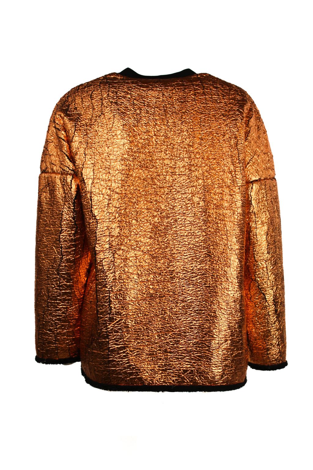 Metallic Sweatshirt with Front Slit and Contrast Hems PreFall2013