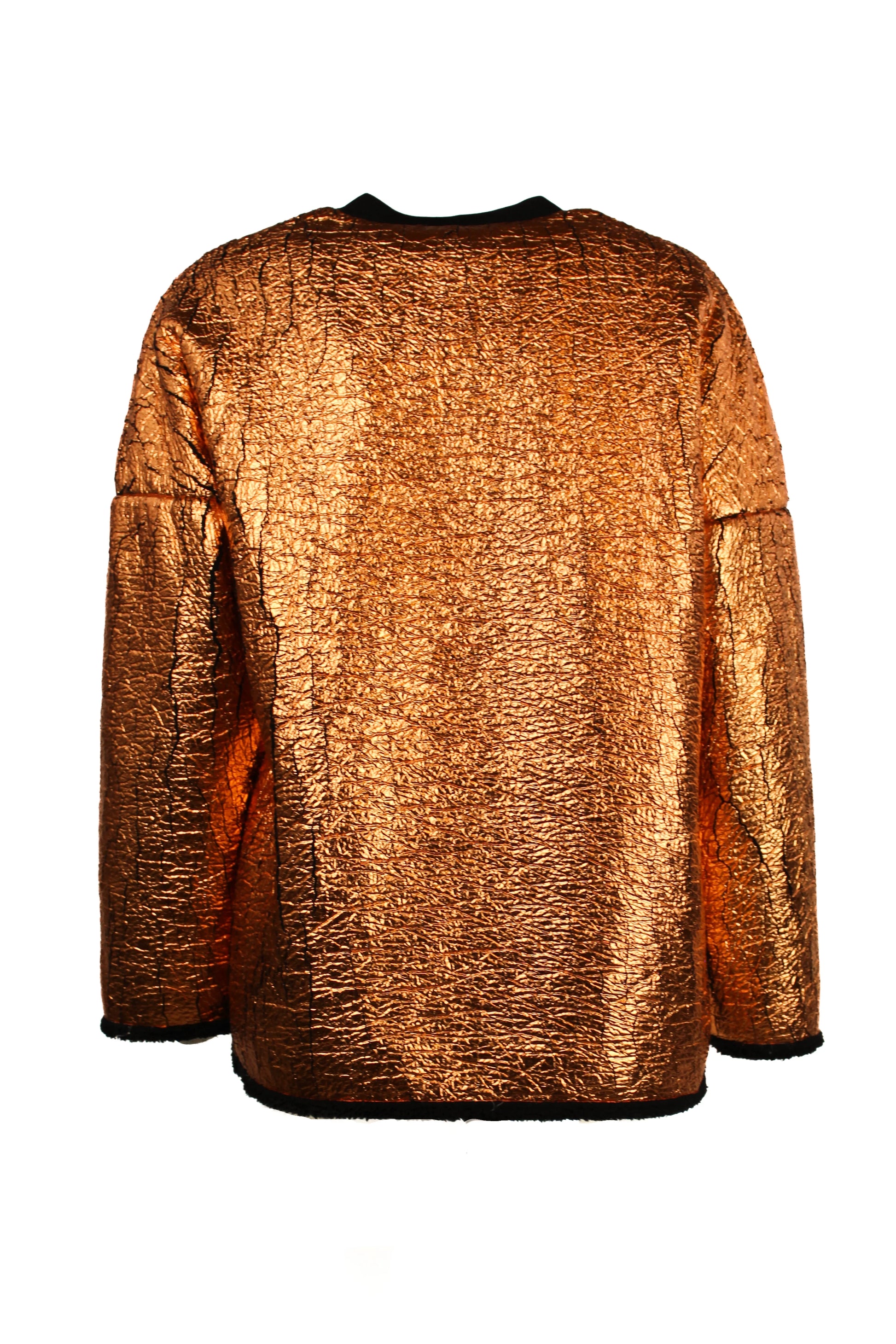 Metallic Sweatshirt with Front Slit and Contrast Hems PreFall2013