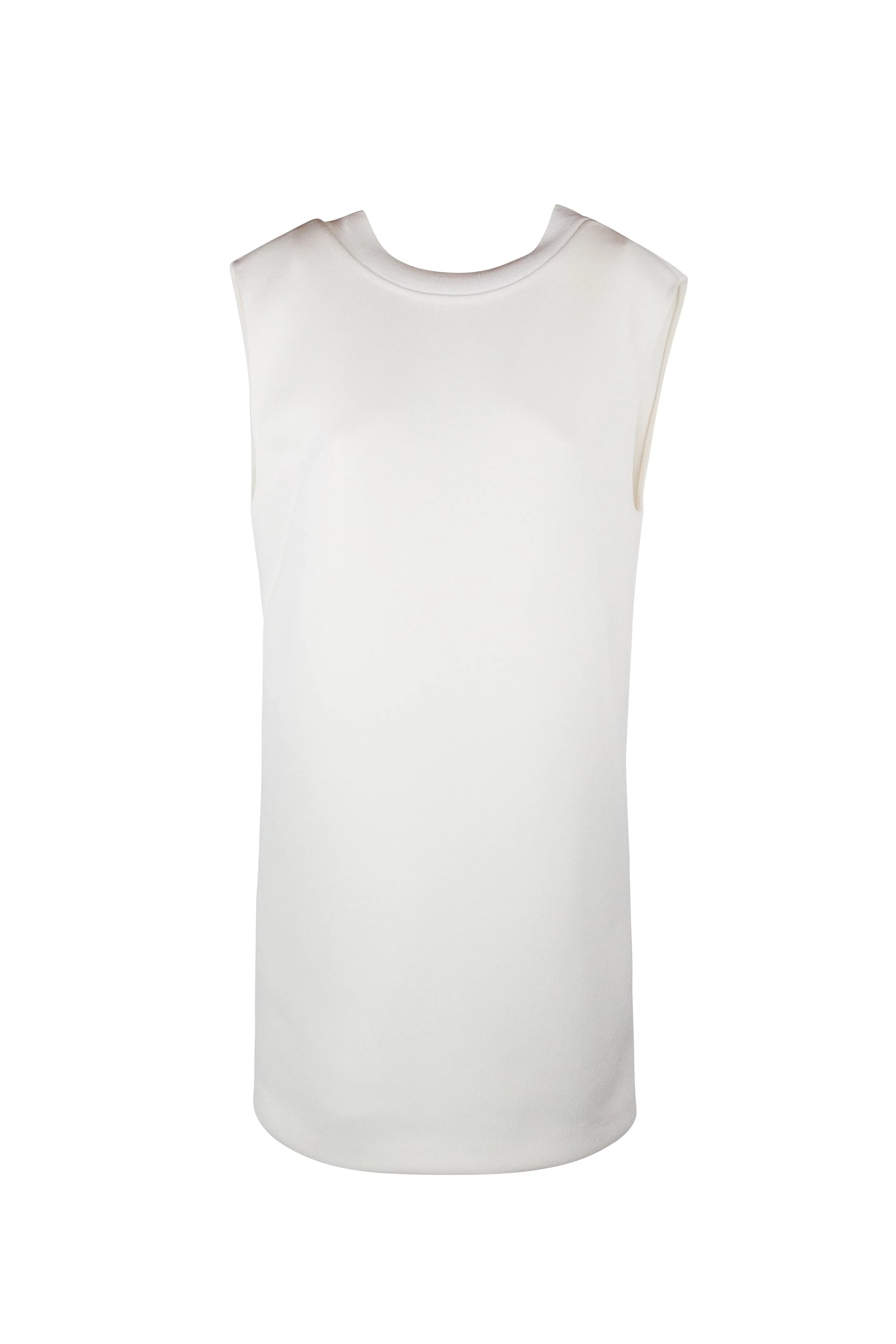 White straight dress with posterior V-neck