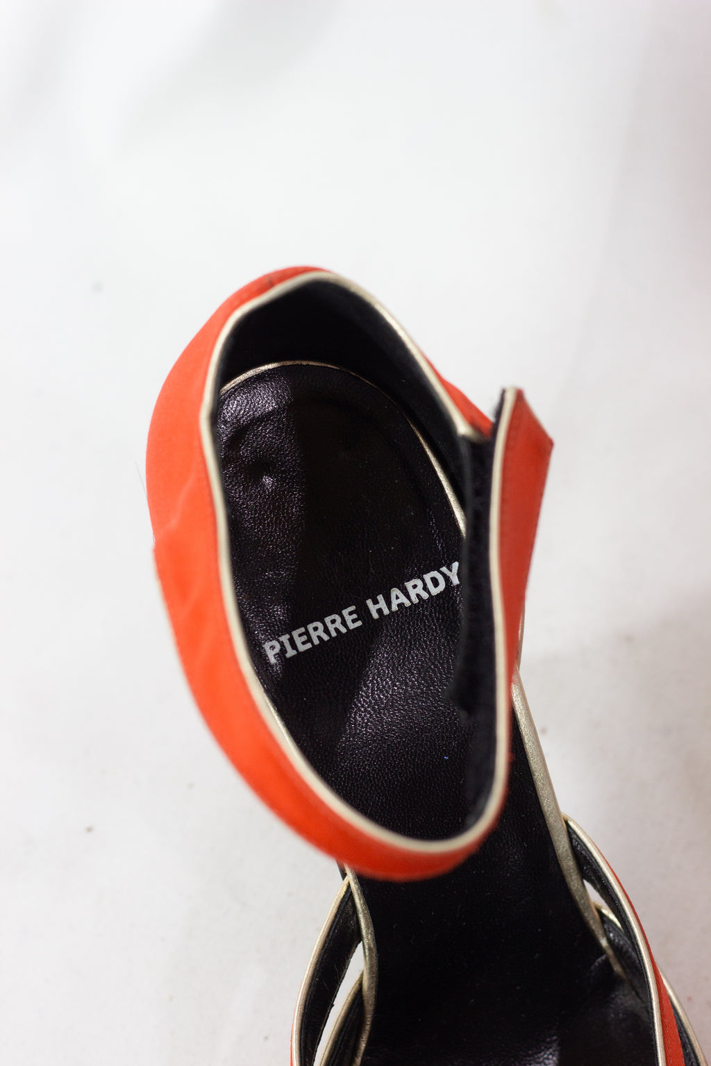 Orange Satin Heels with Ankle Velcro Strap