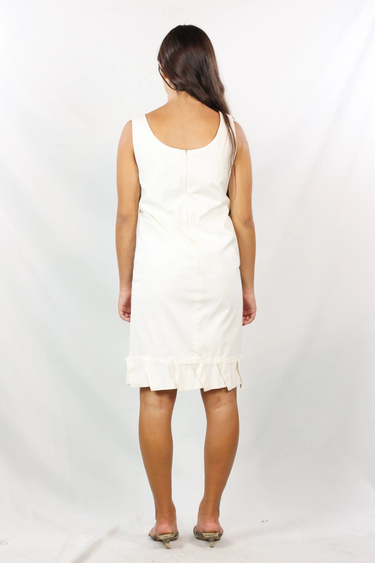 White Cotton Sleeveless Shift Dress SS1999