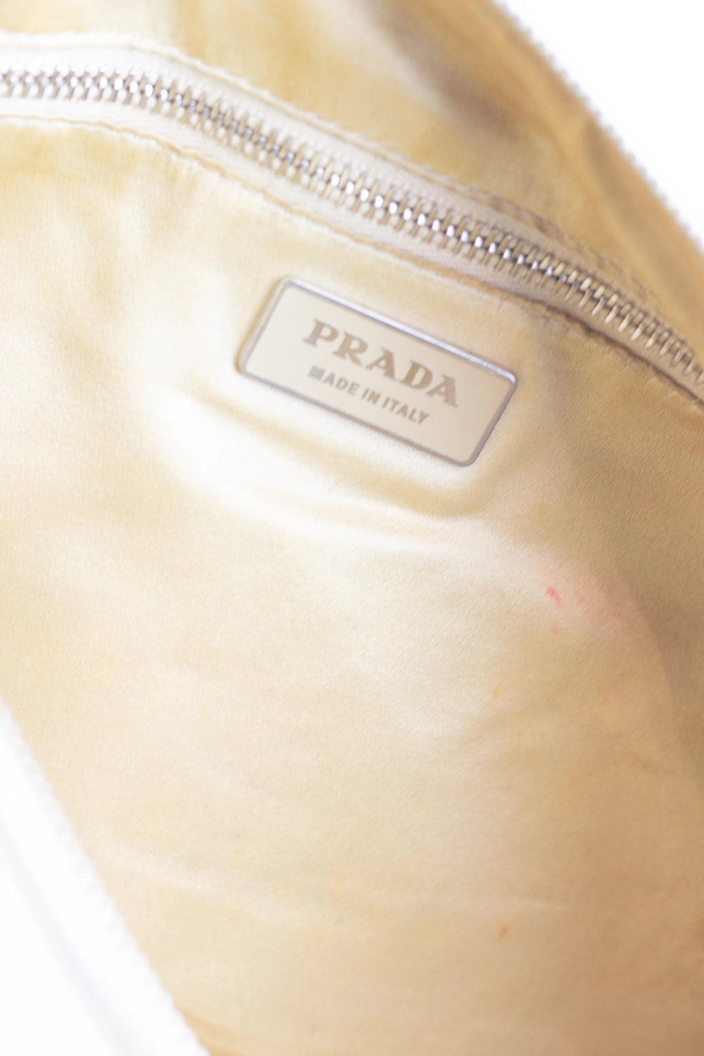 White Leather Shoulder Bag with Beaded Embellishment SS2003