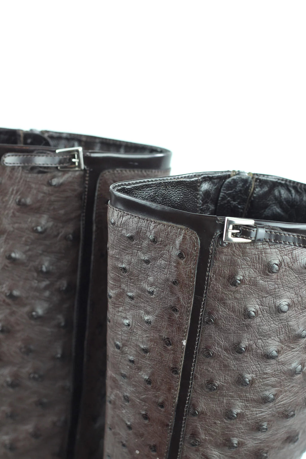 Ostrich Leather Knee-High Boots in Brown SS2000