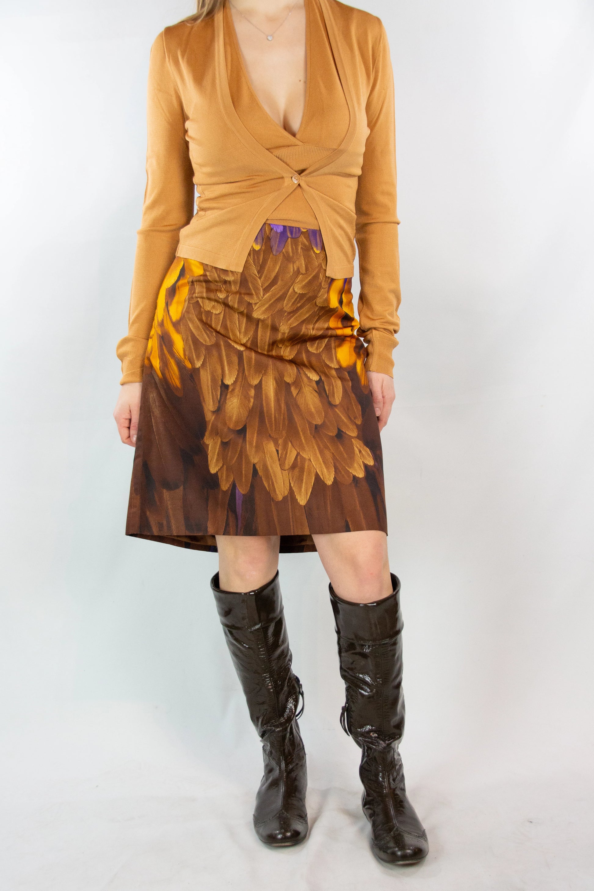 Feather Print A-Line Skirt SS2005
