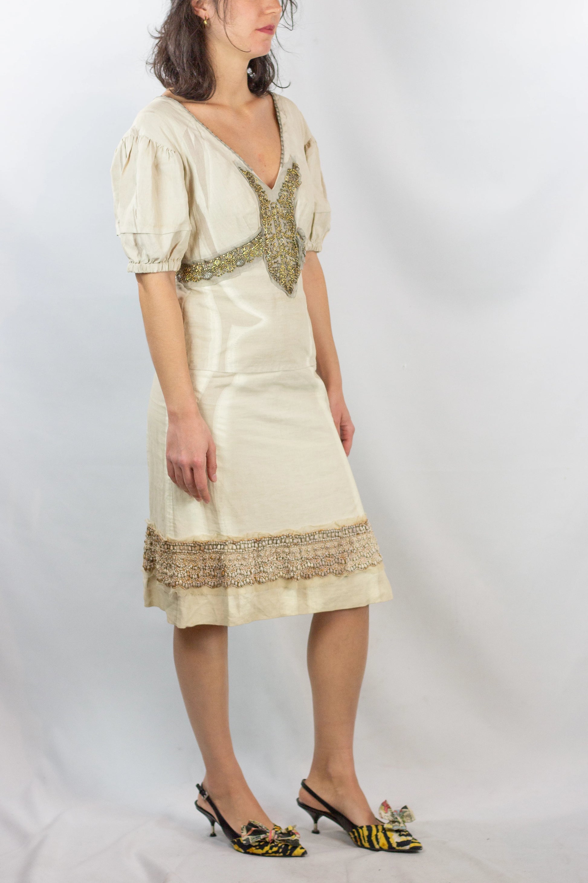 Cotton Linen Dress with Metallic Details SS2006 – MALISTO