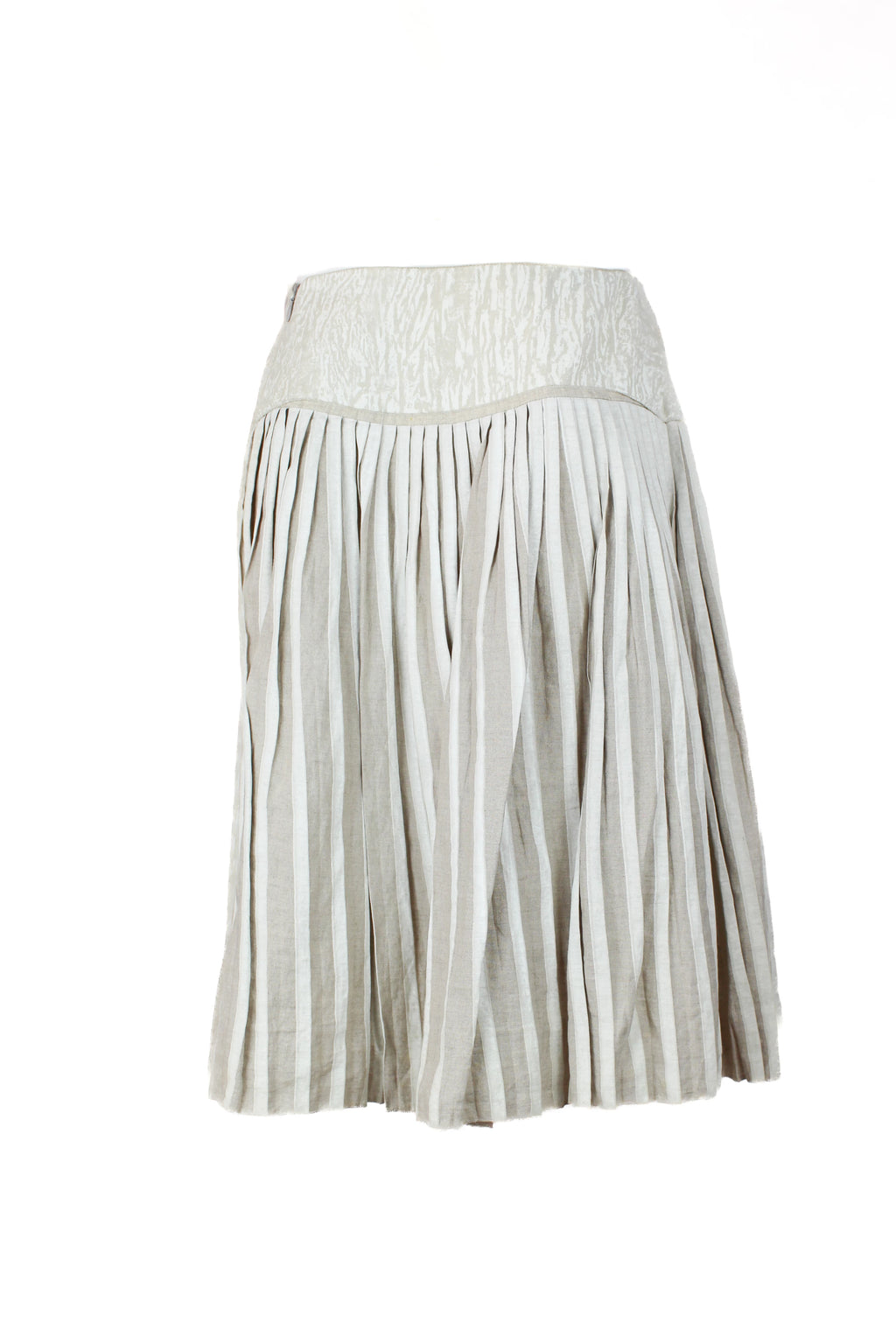 Linen Skirt with Asymmetric Pleats and Beaded Details SS2006