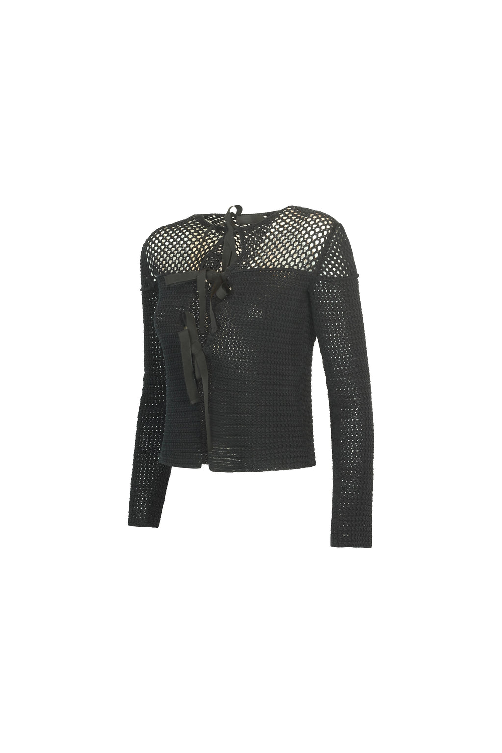 Net effect black cardigan with ribbons SS2009