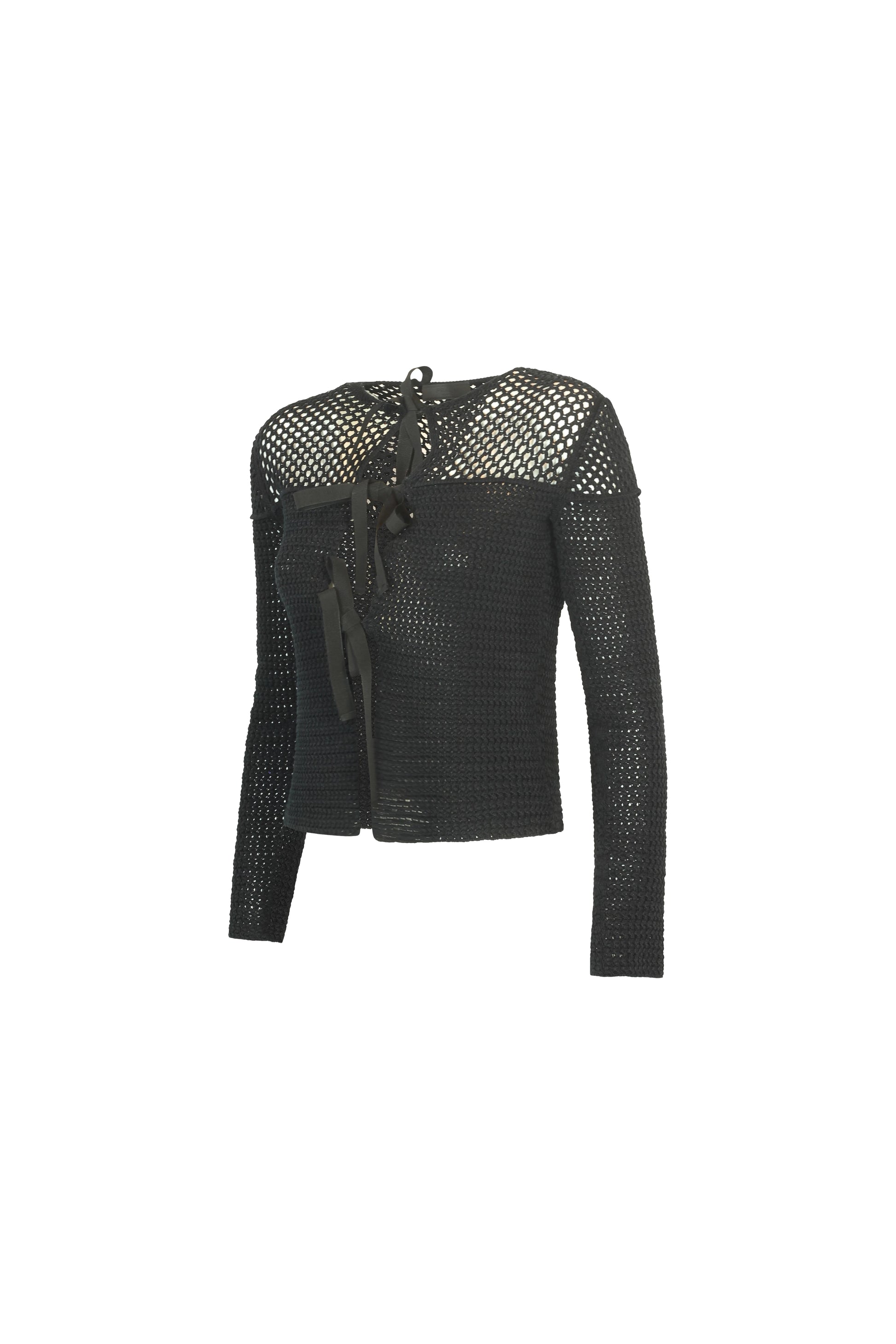 Net effect black cardigan with ribbons SS2009