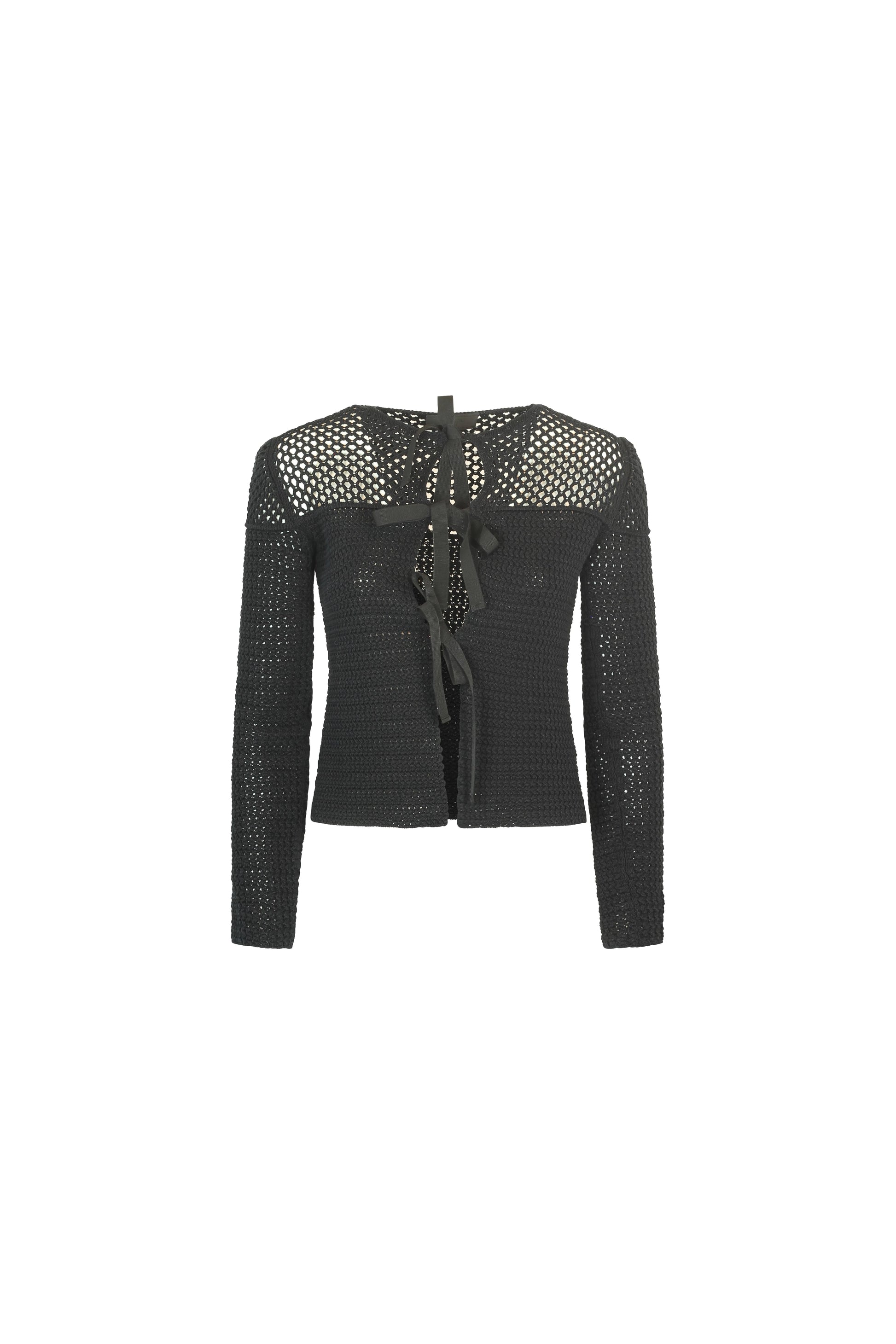 Net effect black cardigan with ribbons SS2009