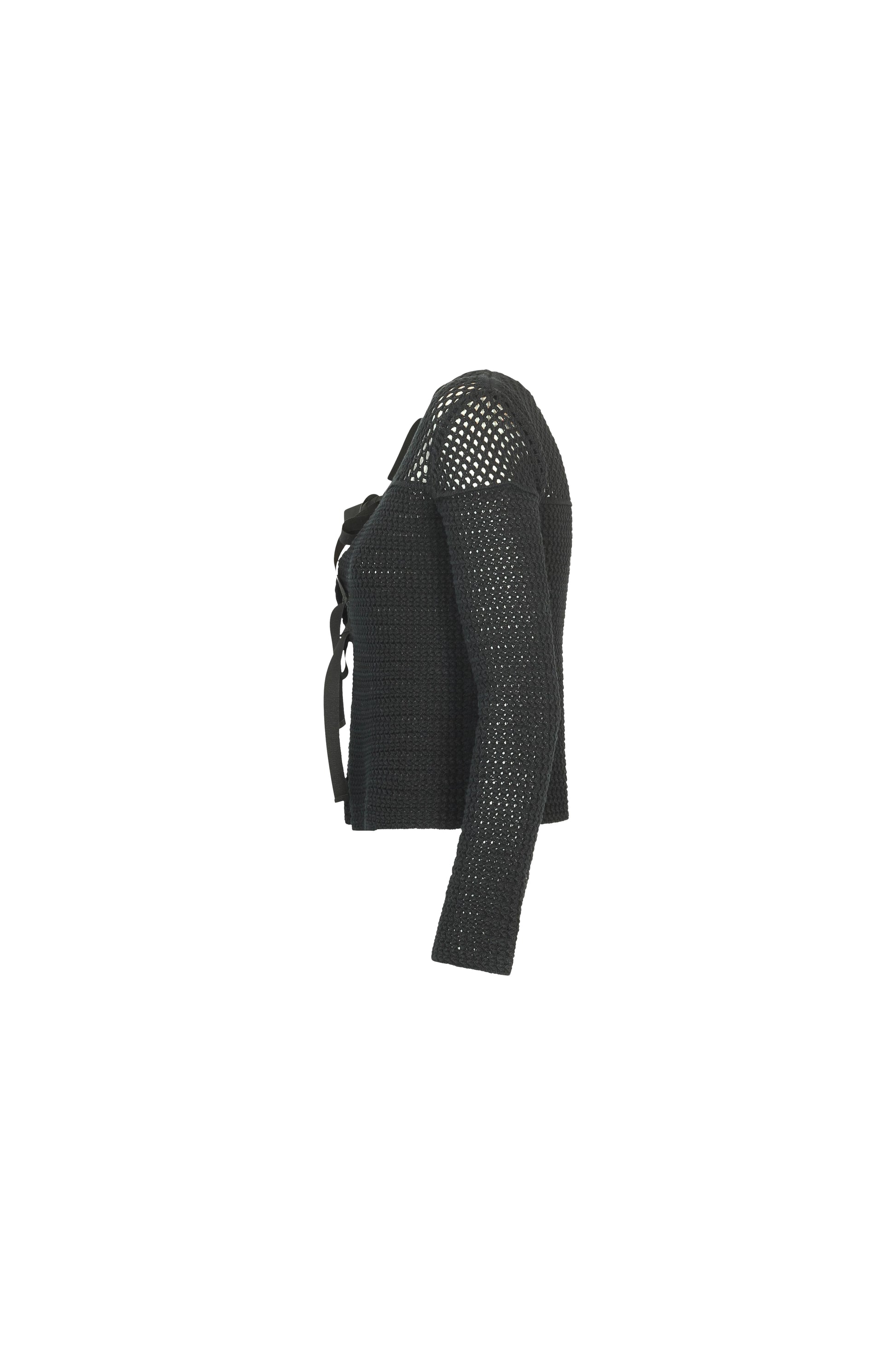 Net effect black cardigan with ribbons SS2009