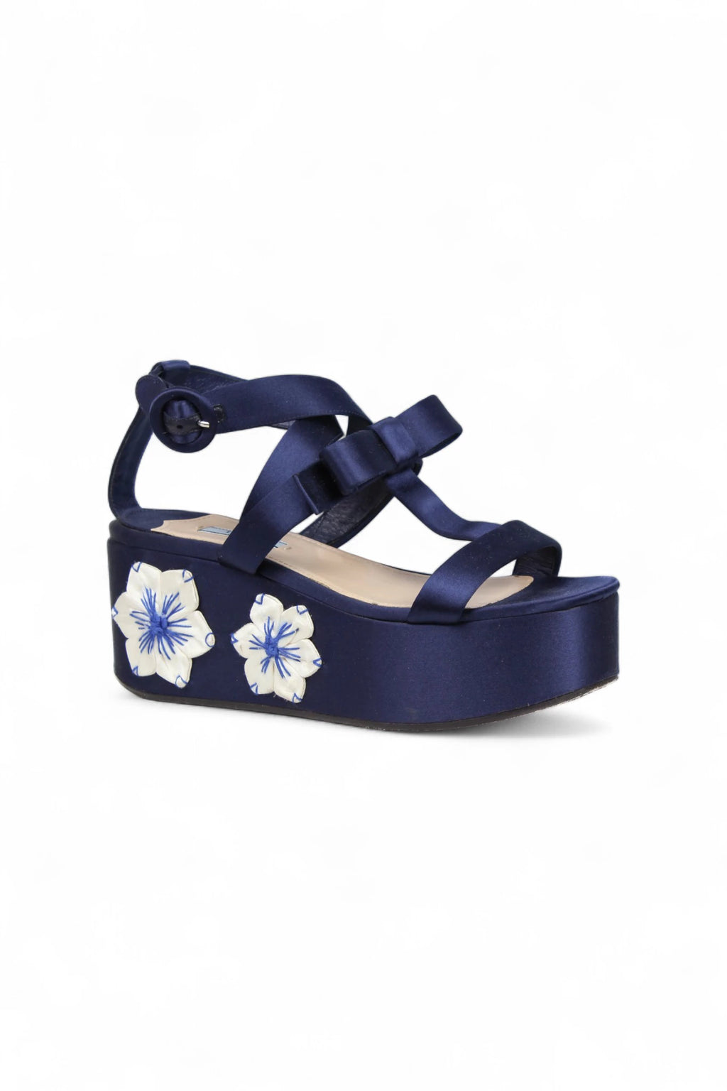 Blue Satin Sandals with Floral Platform SS2013